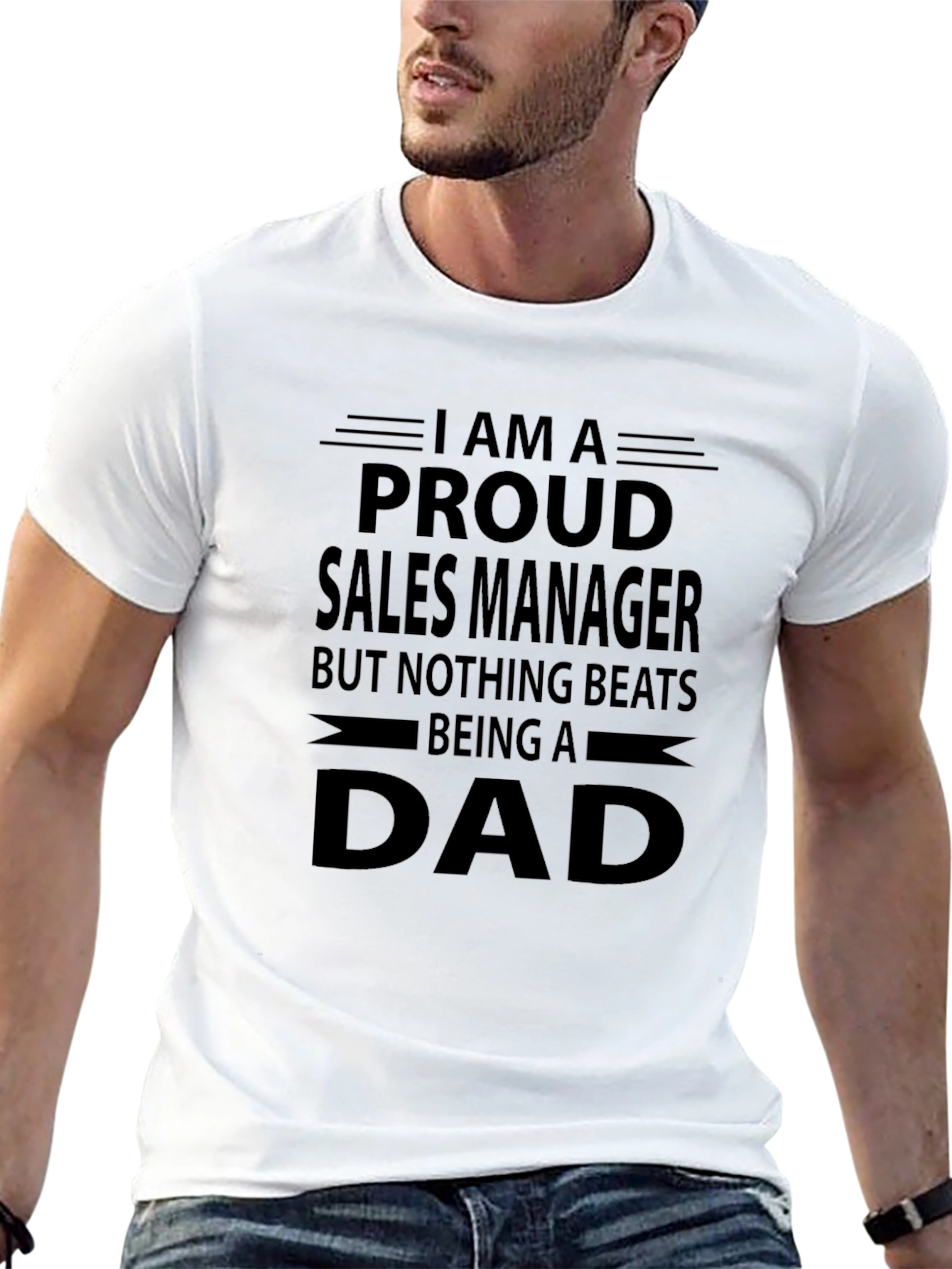 Black Proud Sales Manager Dad Graphic T-Shirt view 13