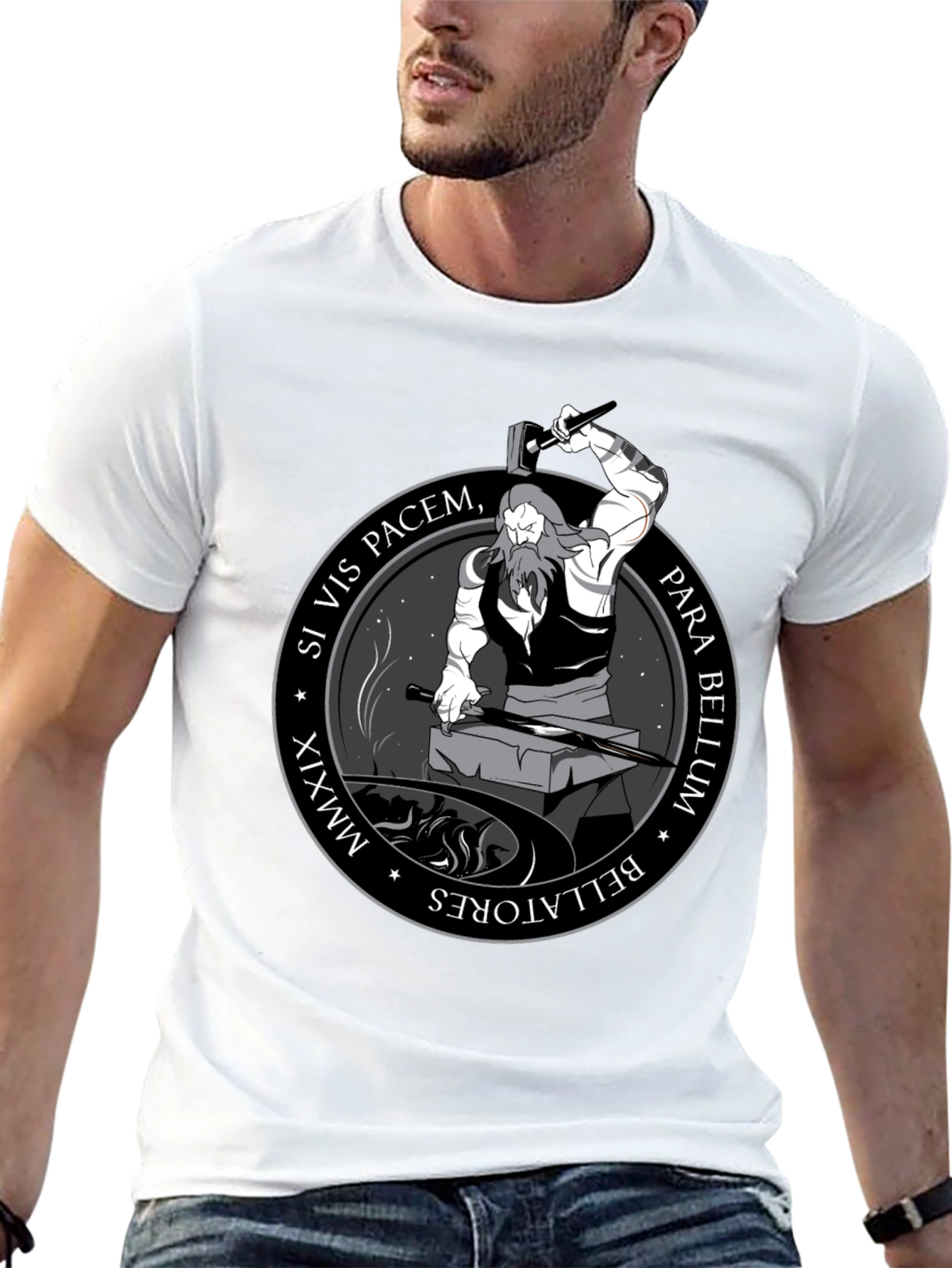 Black Si Vis Pacem, Para Bellum Graphic Tee view 13