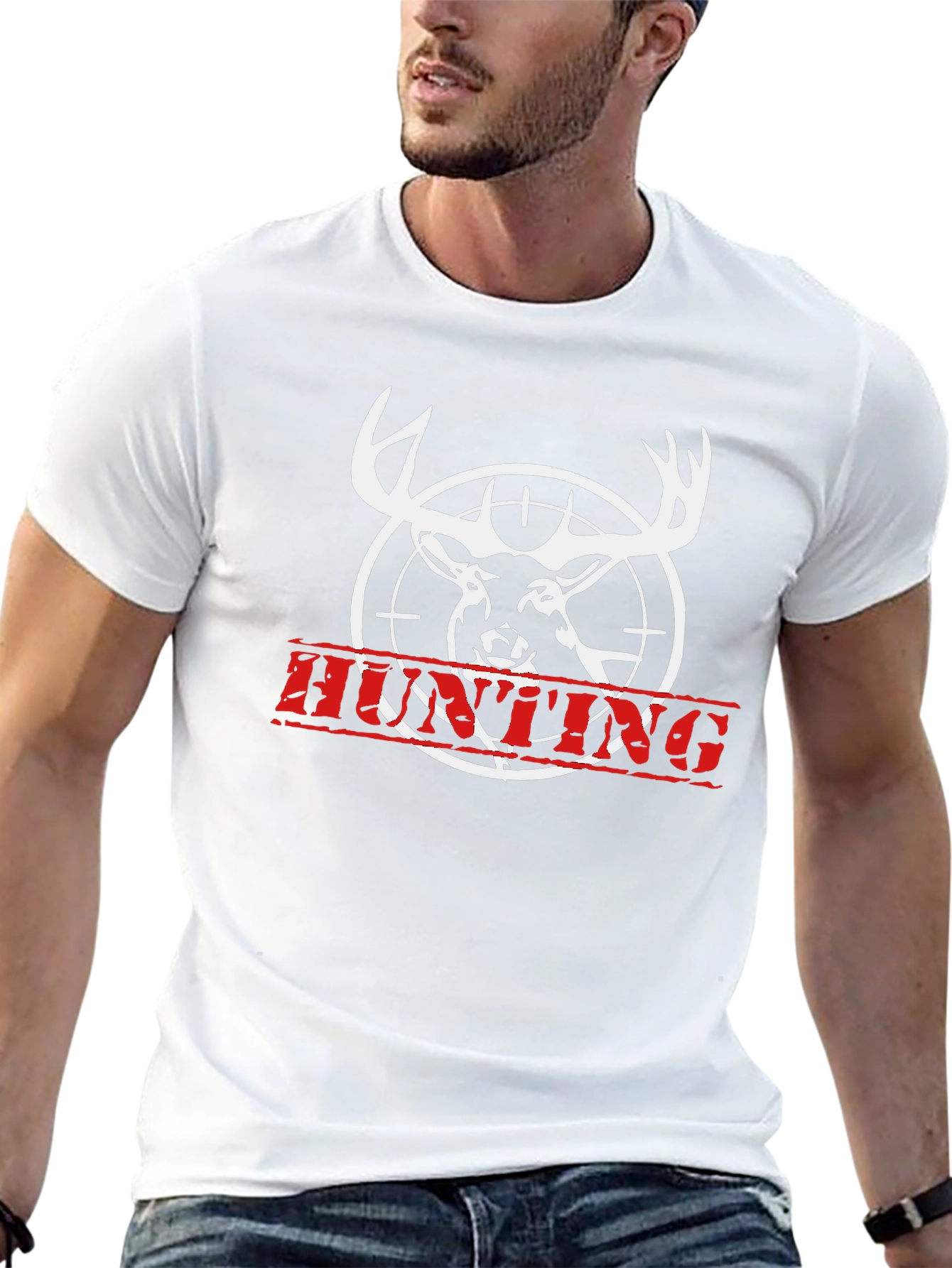 Black Hunting Deer T-Shirt - Black Cotton Tee view 13