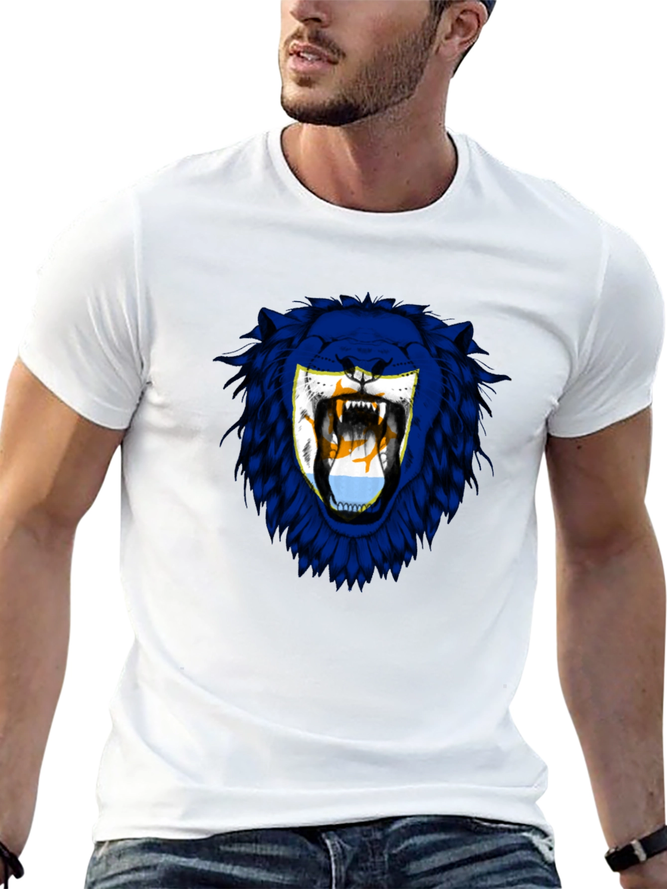 Black Lion Flag Graphic Tee - Men's Black T-Shirt view 13