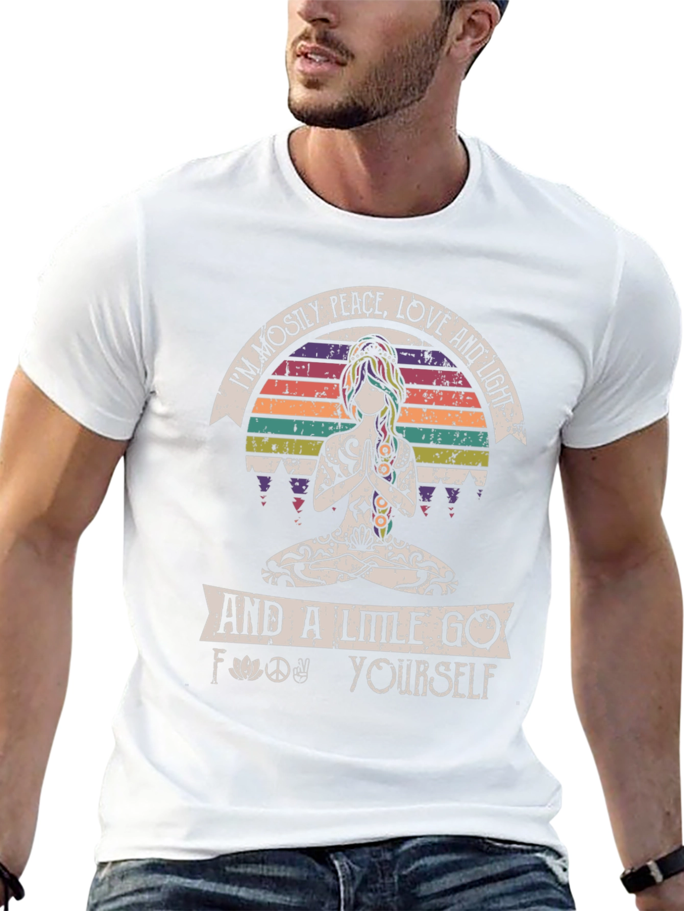 Black Peace Love Light & Go Yoga T-Shirt view 13