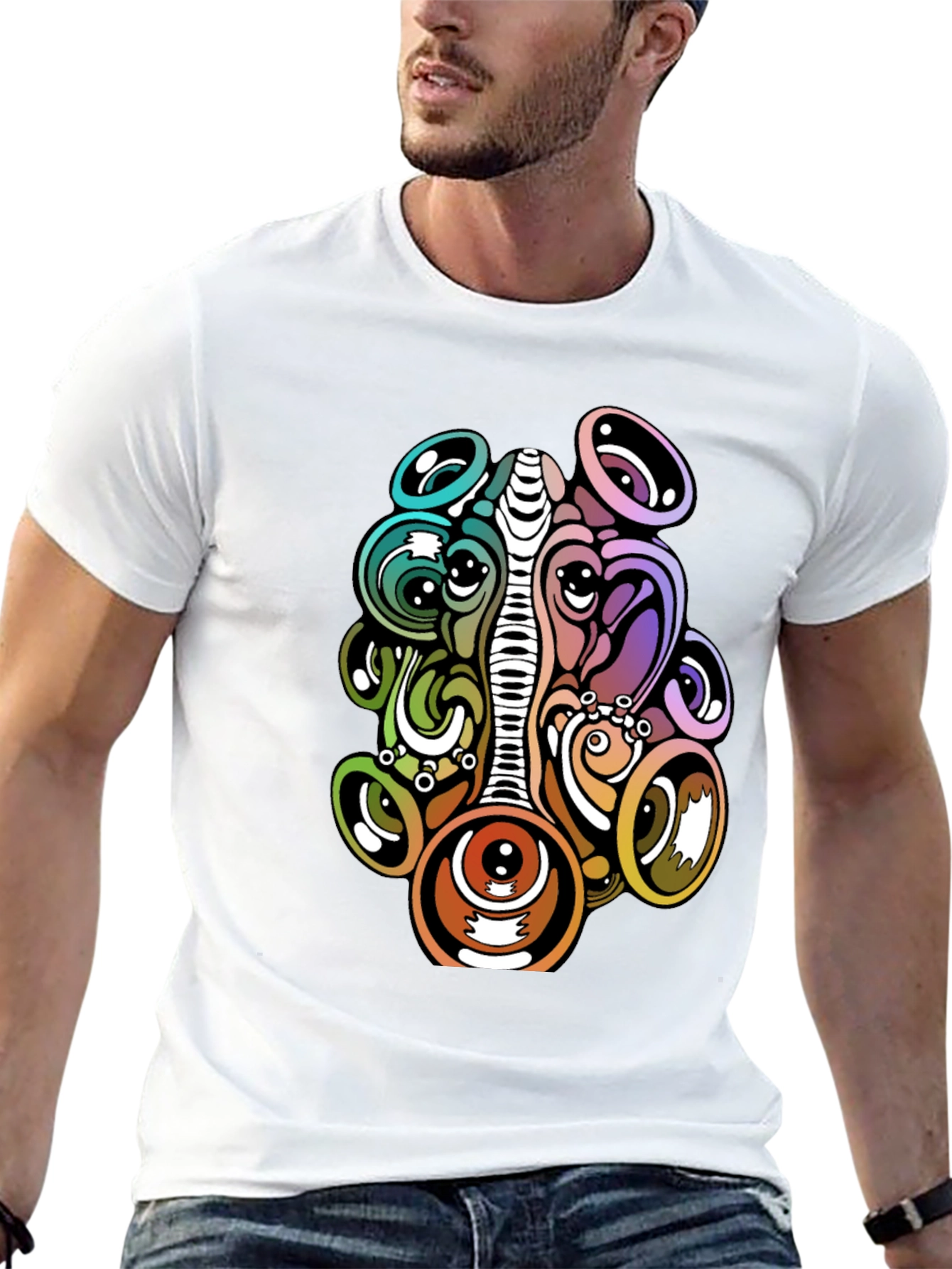 Black Psychedelic Eye Graphic T-Shirt - Unique Design view 13