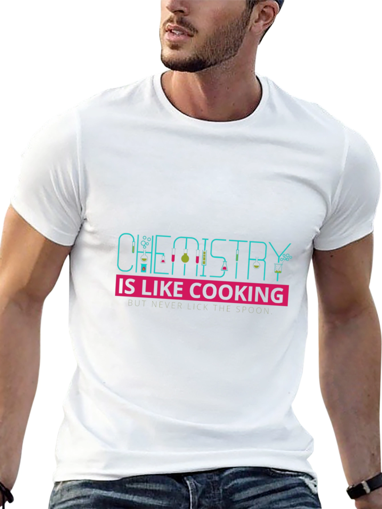Black Chemistry is Like Cooking Men's Black T-Shirt view 13