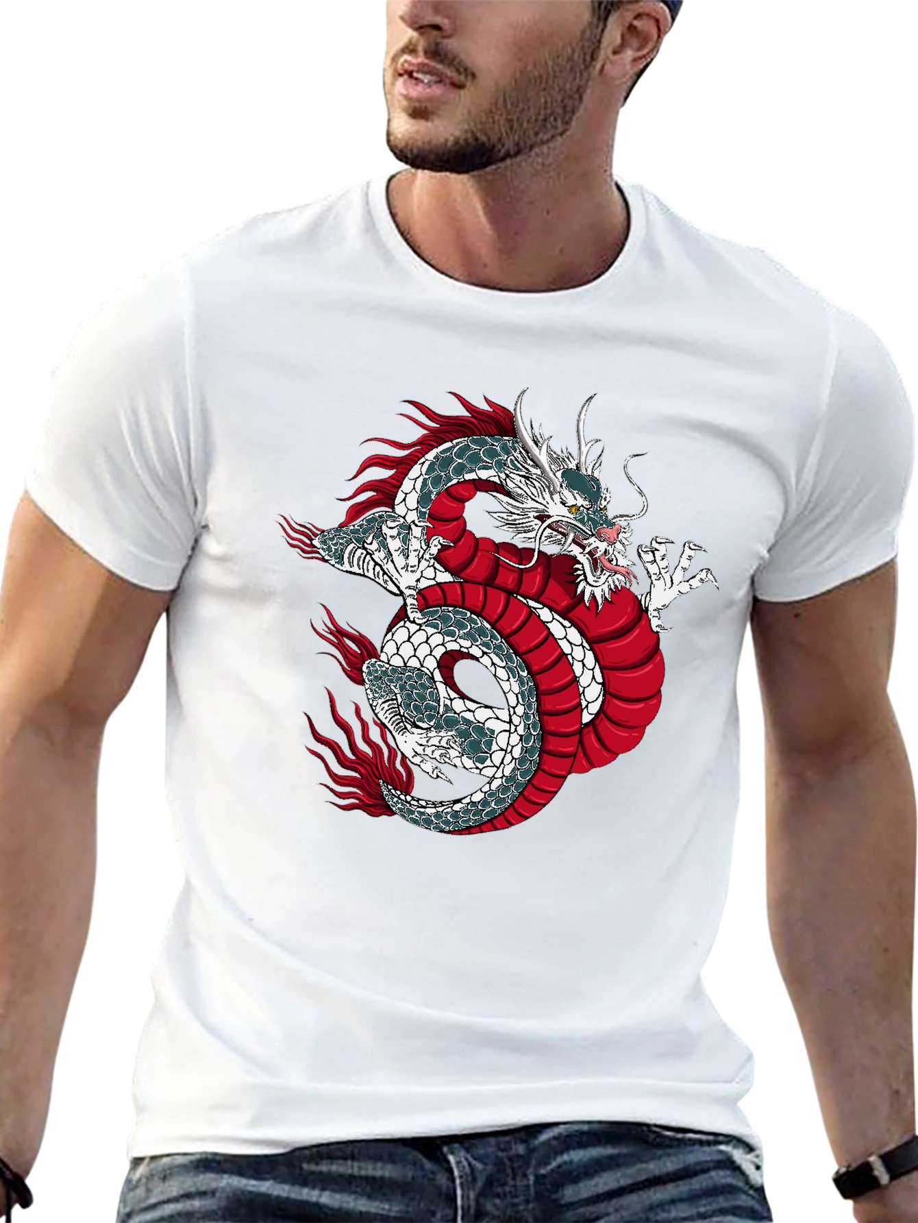 Black Dragon Graphic Print Black T-Shirt view 13