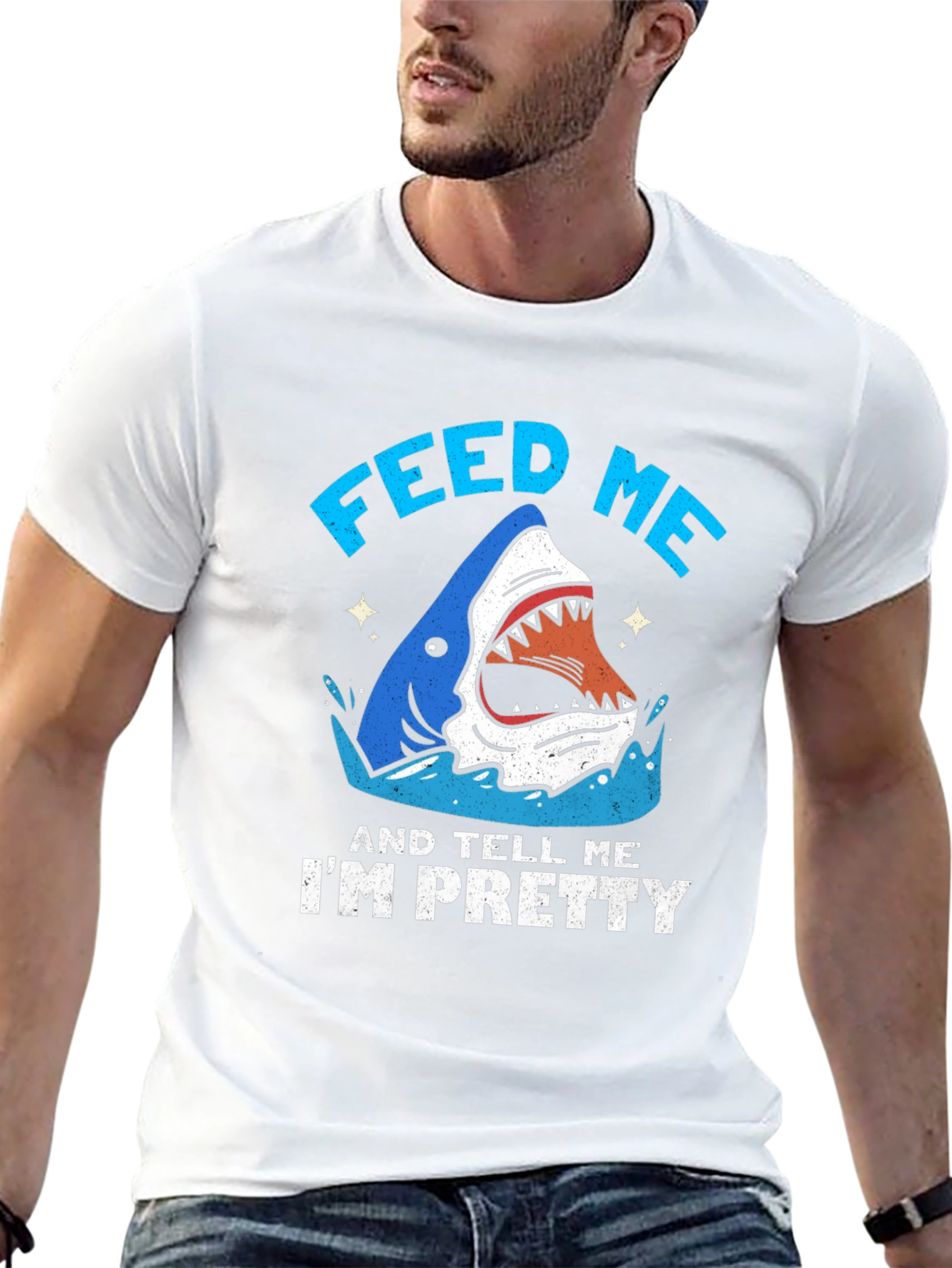 Black Feed Me & Tell Me I'm Pretty Shark Graphic T-Shirt view 13