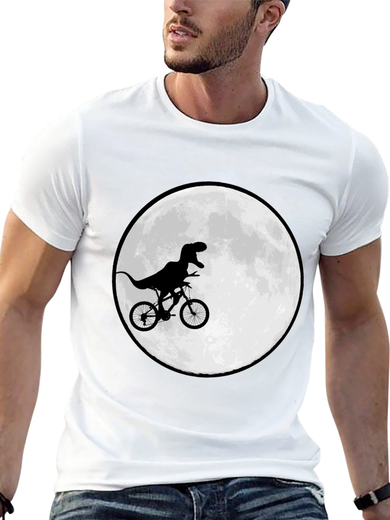 Black Dino Biker T-Shirt - Moon Ride Design view 13