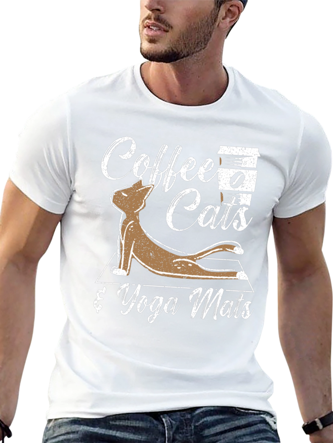 Black Coffee Cats & Yoga Mats Graphic T-Shirt view 13