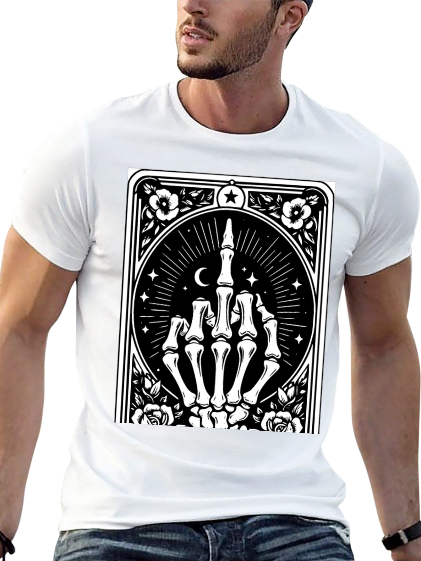 Black Skeleton Hand Graphic Black T-Shirt view 13