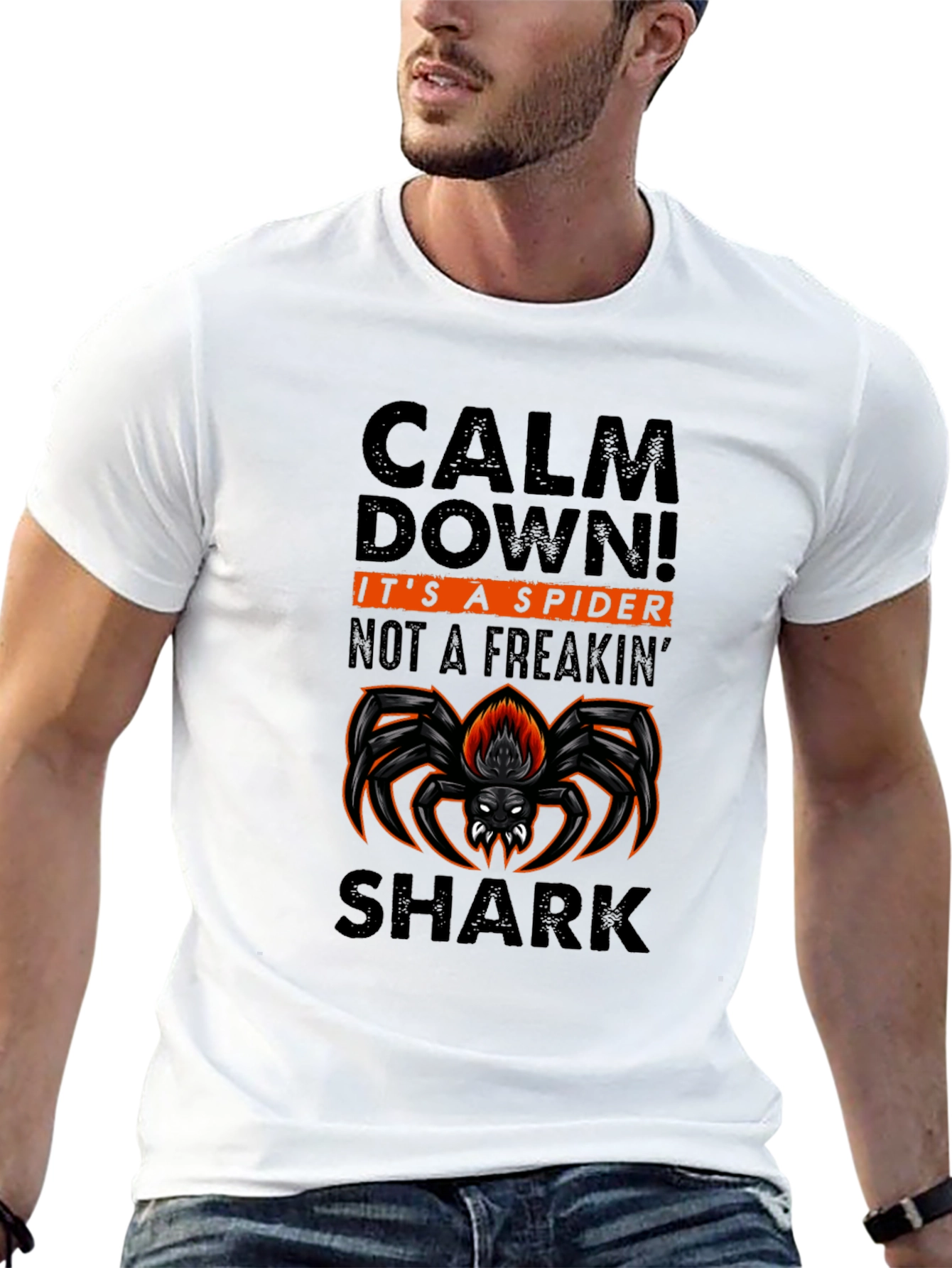 Black Calm Down Spider Graphic Tee - Funny Novelty Shirt view 13