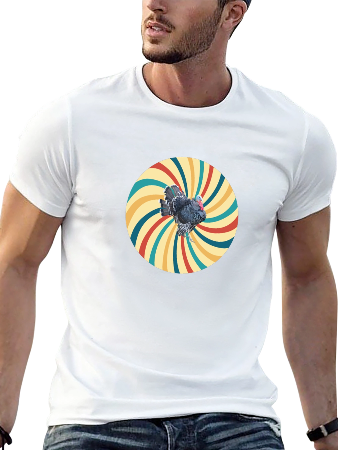 Black Retro Turkey Graphic Tee - Cool Bird Design view 13