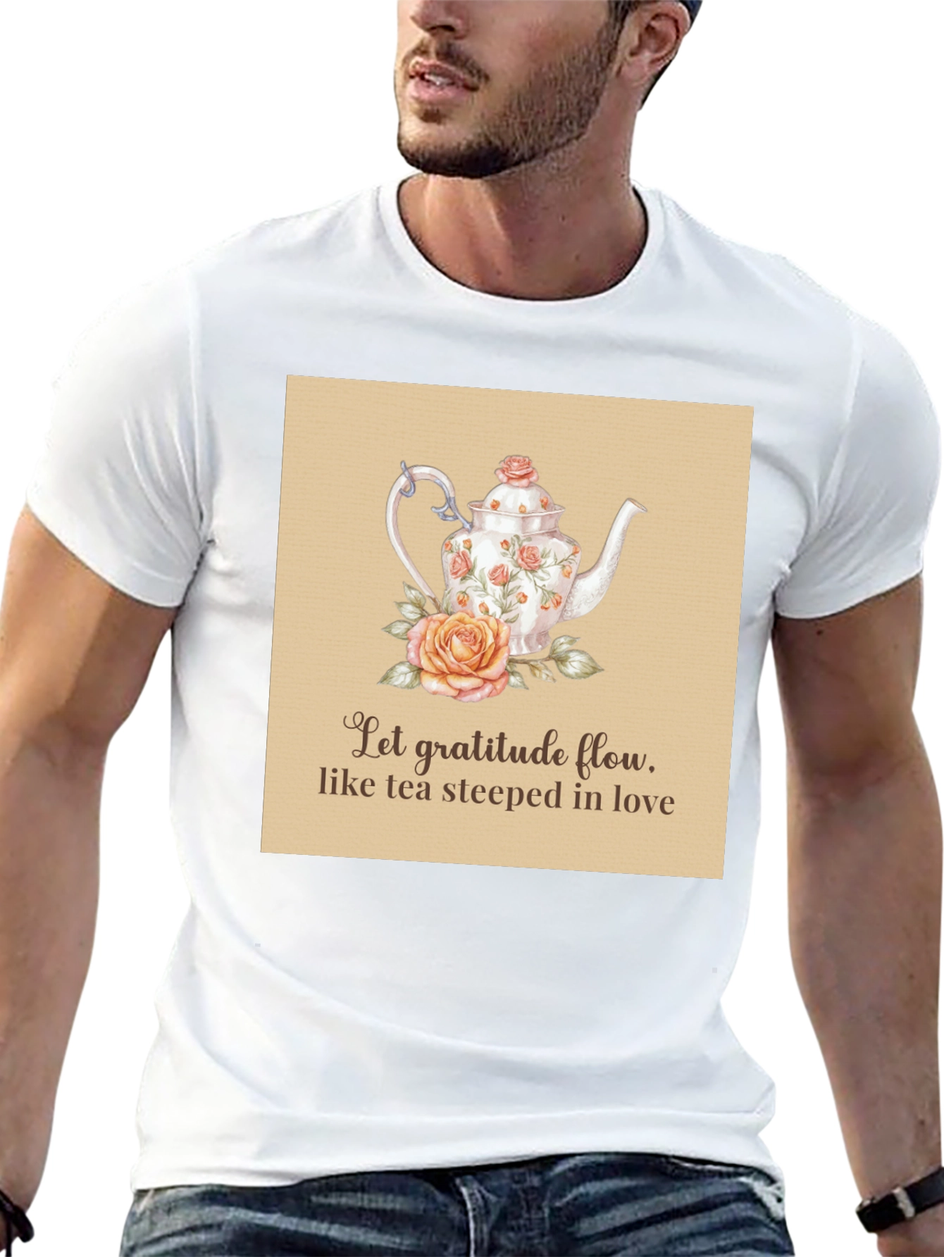 Black Gratitude Tea T-Shirt - Steeped in Love Design view 13