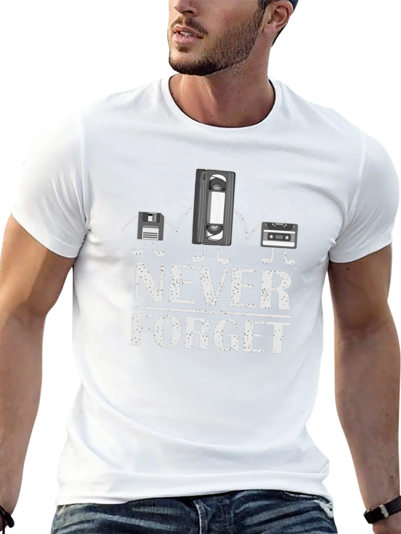 Black Never Forget T-Shirt - Floppy Disk, VHS, Cassette Tape view 13