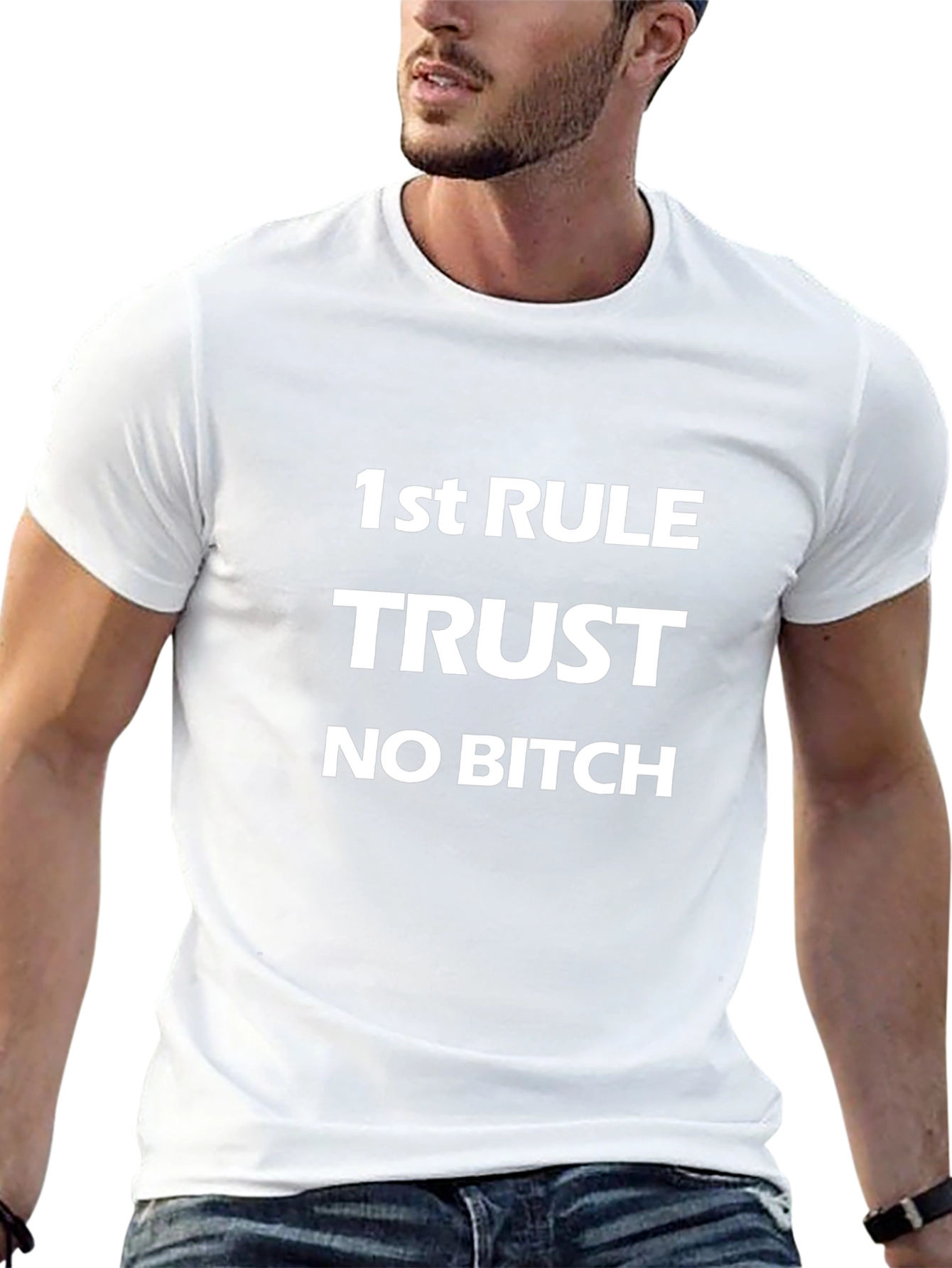 Black 1st Rule Trust No Bitch Black Graphic T-Shirt view 13