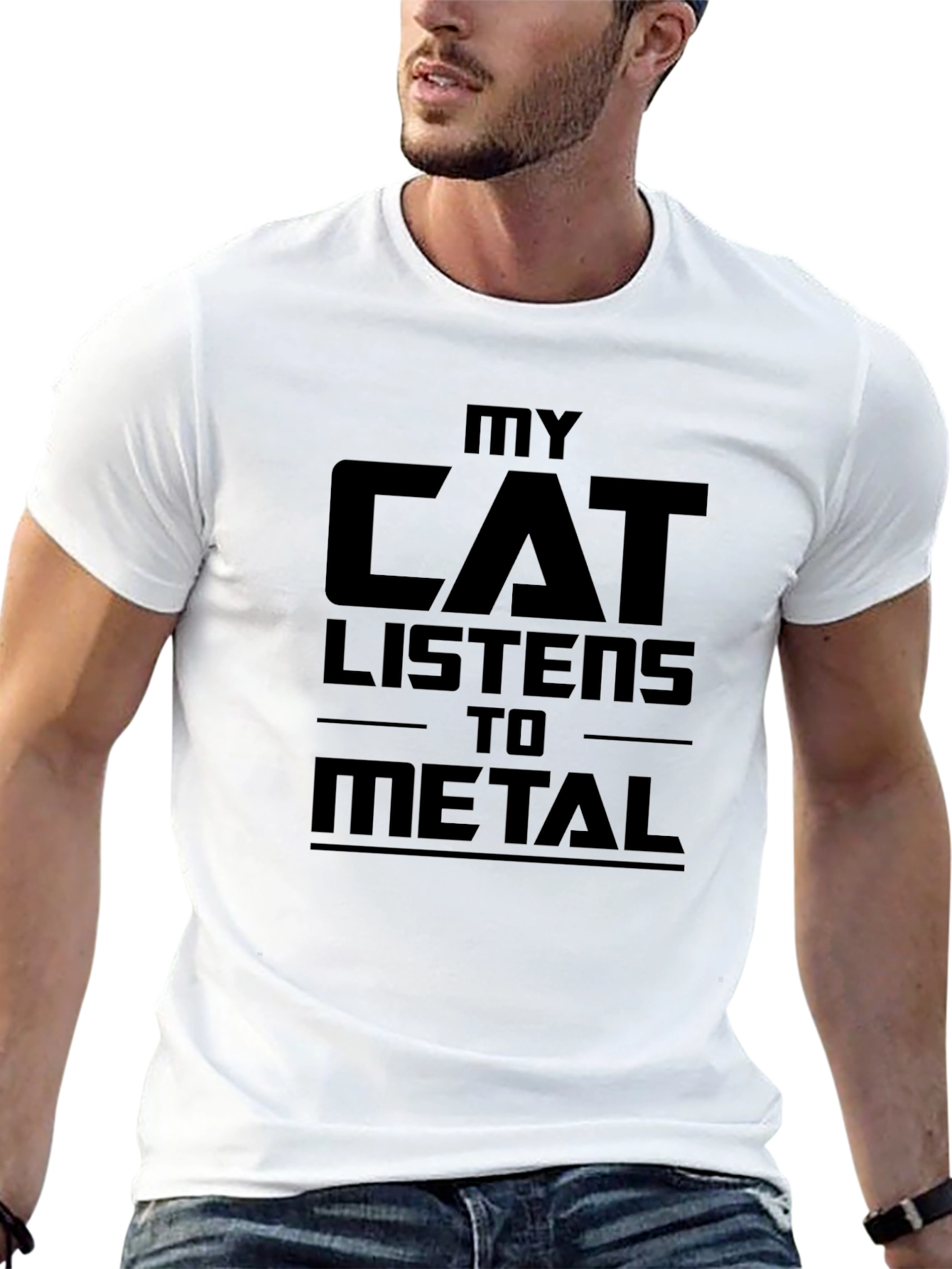 Black My Cat Listens To Metal T-Shirt view 13