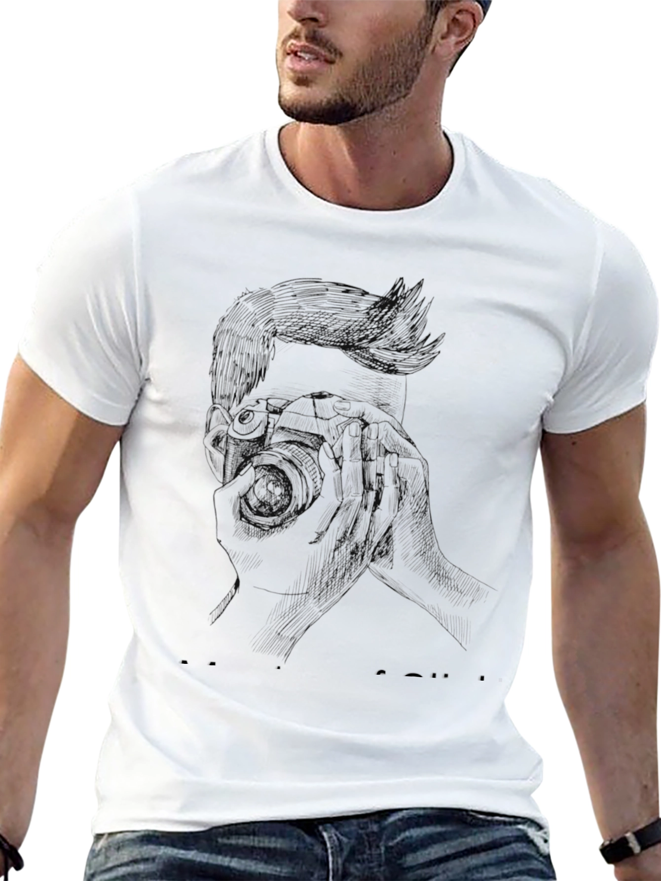 Black Retro Photographer Sketch Black Tee view 13