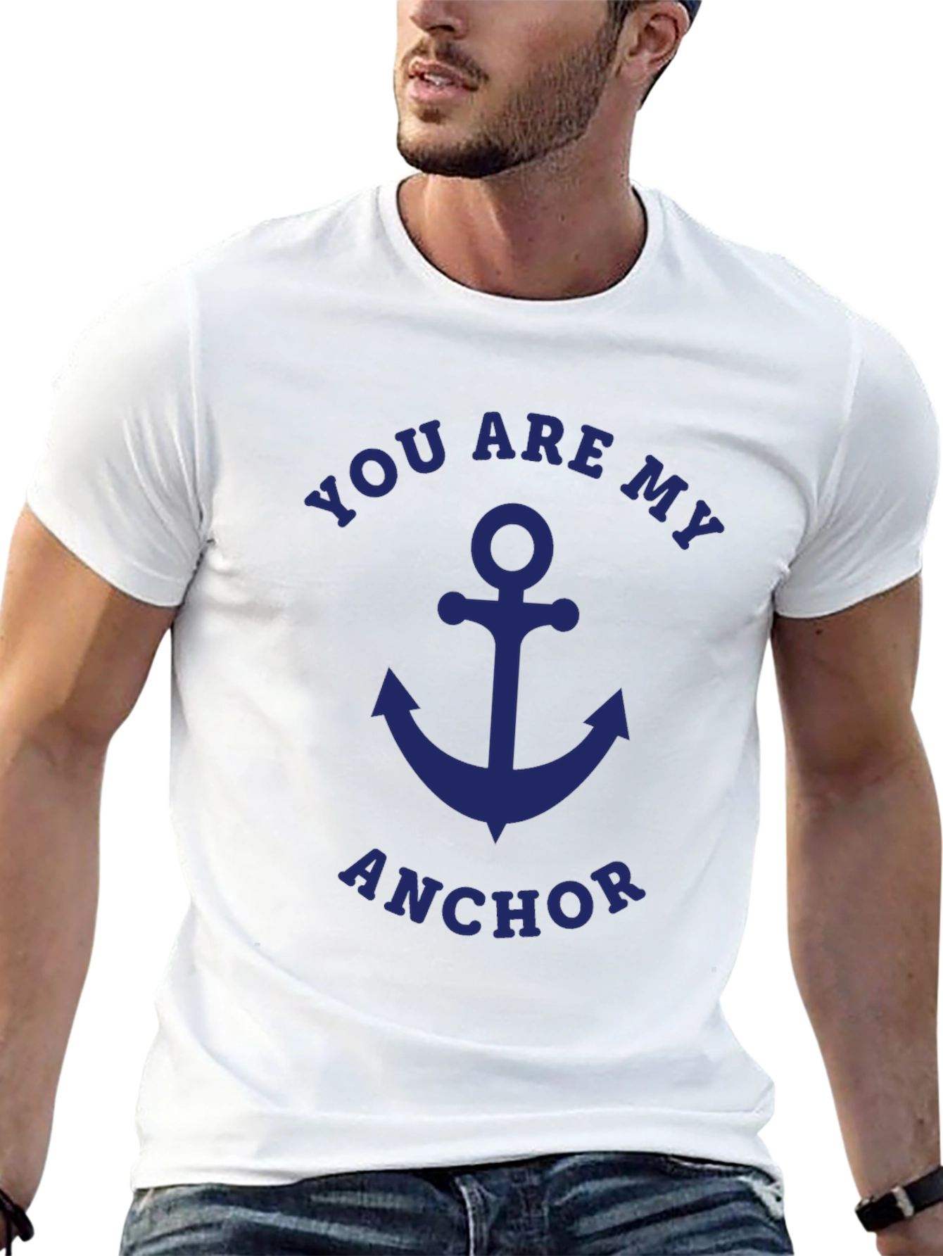 Black Nautical Anchor T-Shirt - You Are My Anchor - Black view 13
