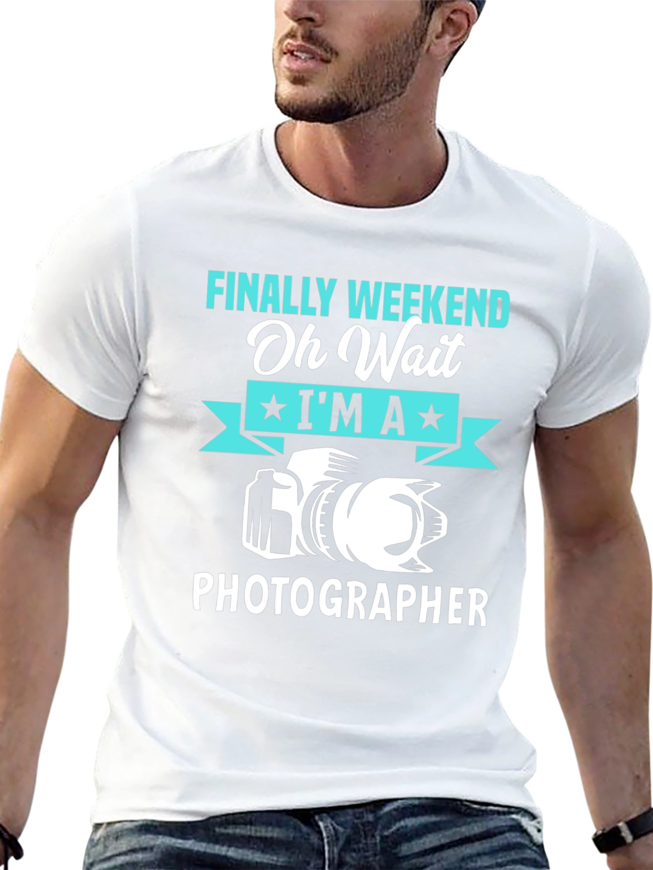 Black Funny Photographer T-Shirt - Finally Weekend view 13