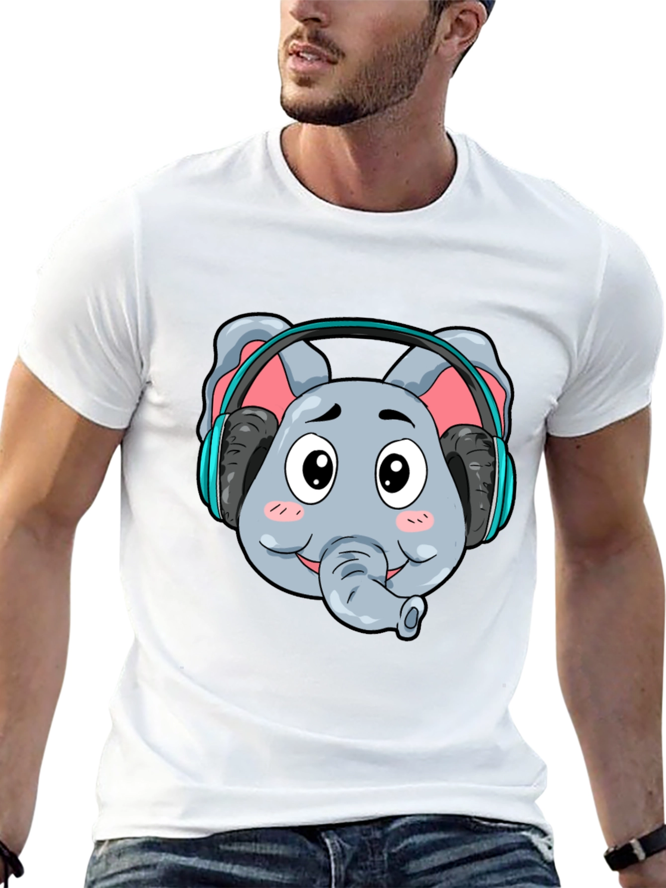 Black Elephant DJ Graphic Tee - Cool Cartoon T-Shirt view 13