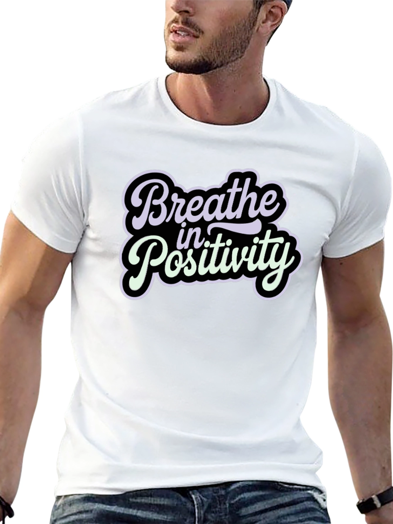Black Breathe in Positivity Graphic T-Shirt view 13