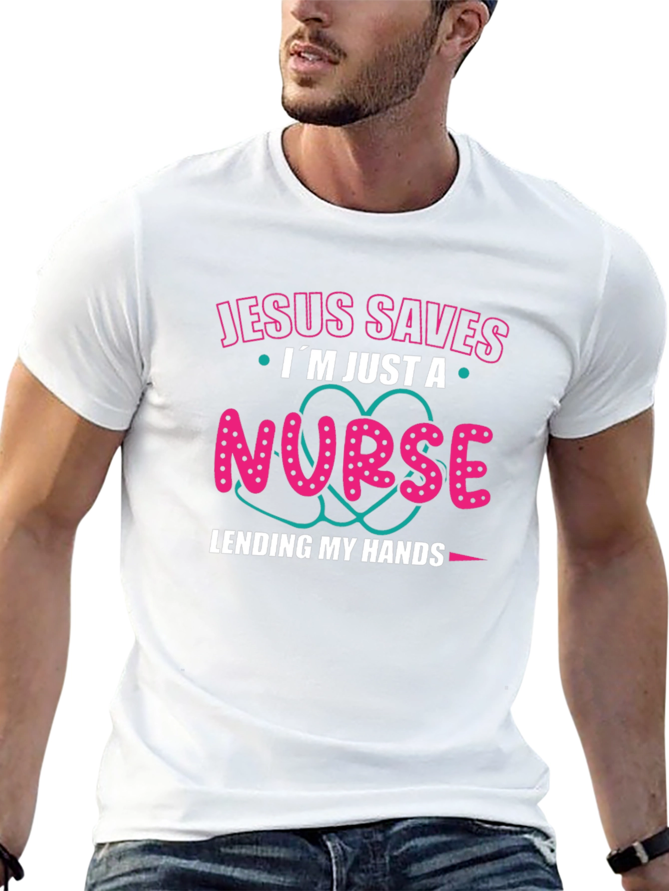 Black Jesus Saves I'm Just a Nurse T-Shirt view 13