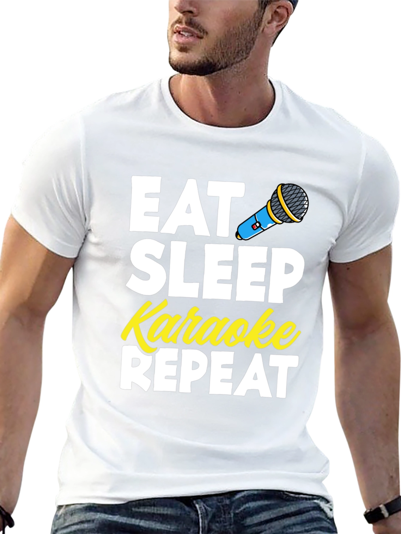 Black Eat Sleep Karaoke Repeat T-Shirt view 13