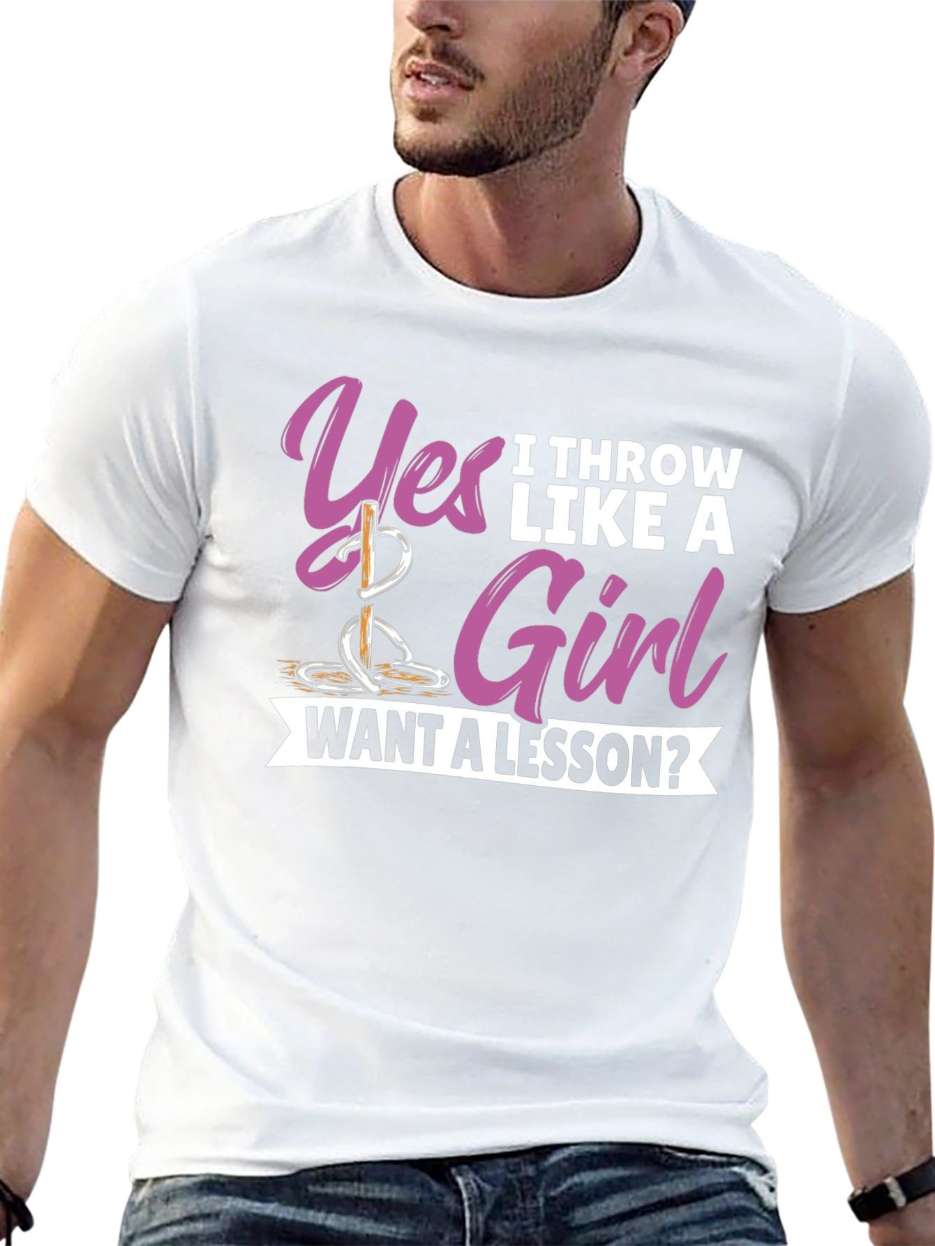 Black Yes I Throw Like A Girl T-Shirt view 13