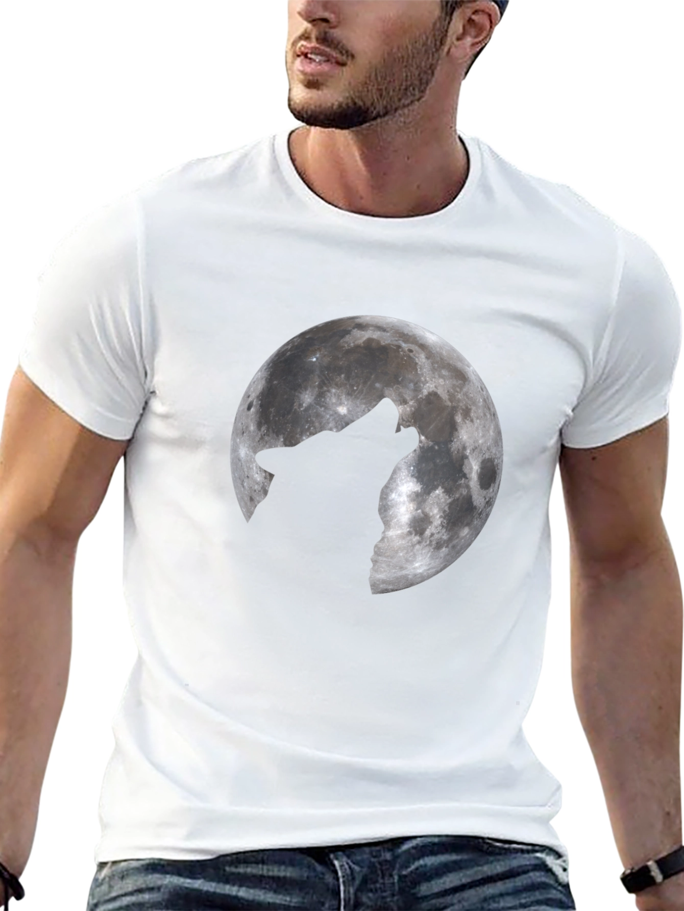 Black Wolf Moon Graphic T-Shirt - Black Cotton Tee view 13