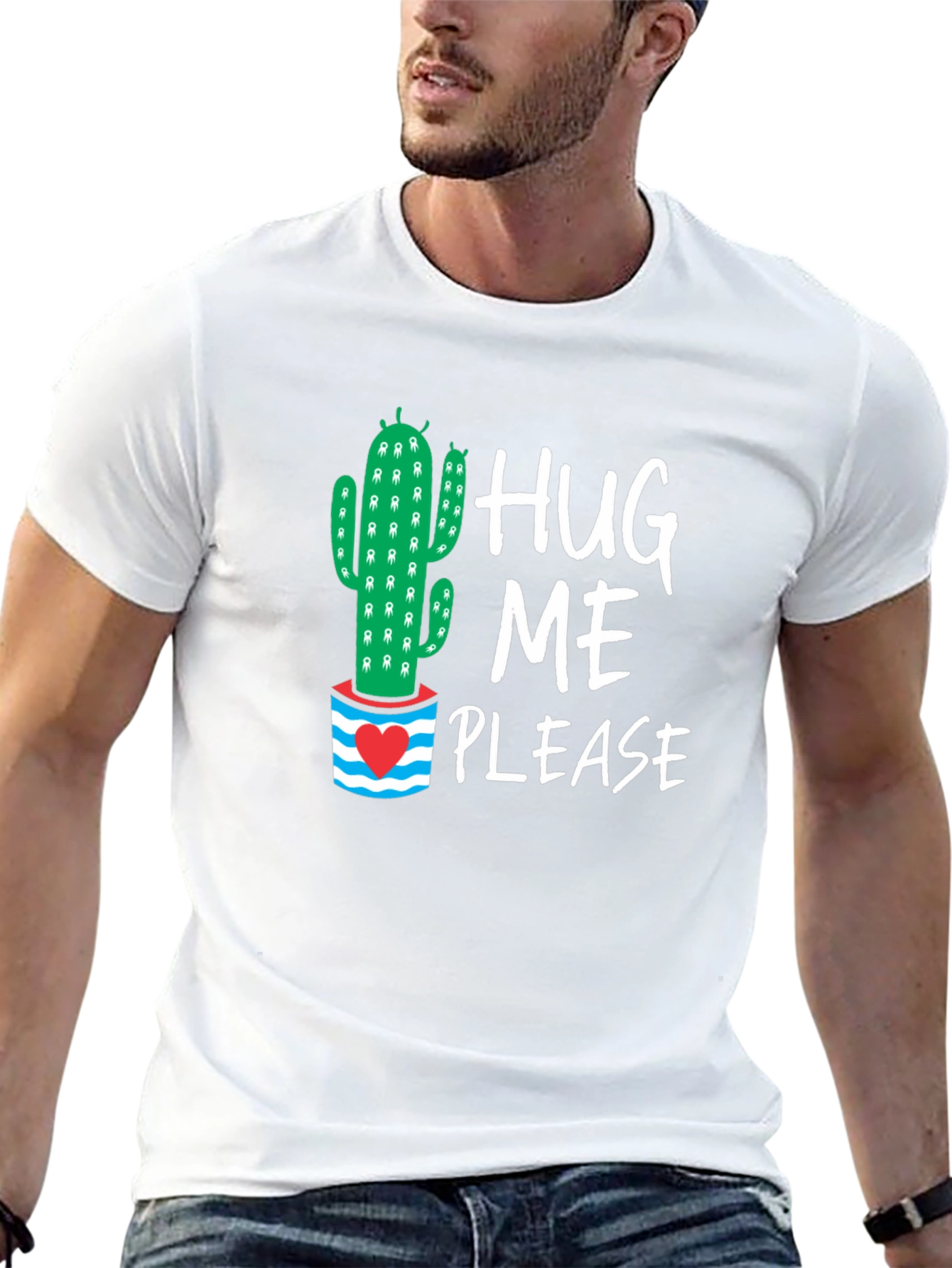 Black Hug Me Please Cactus Graphic Tee view 13