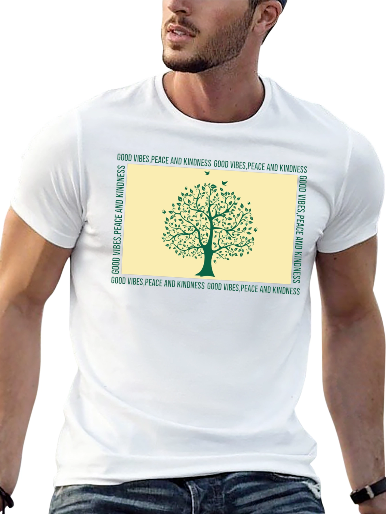 Black Kindness Tree Graphic T-Shirt - Good Vibes, Peace view 13