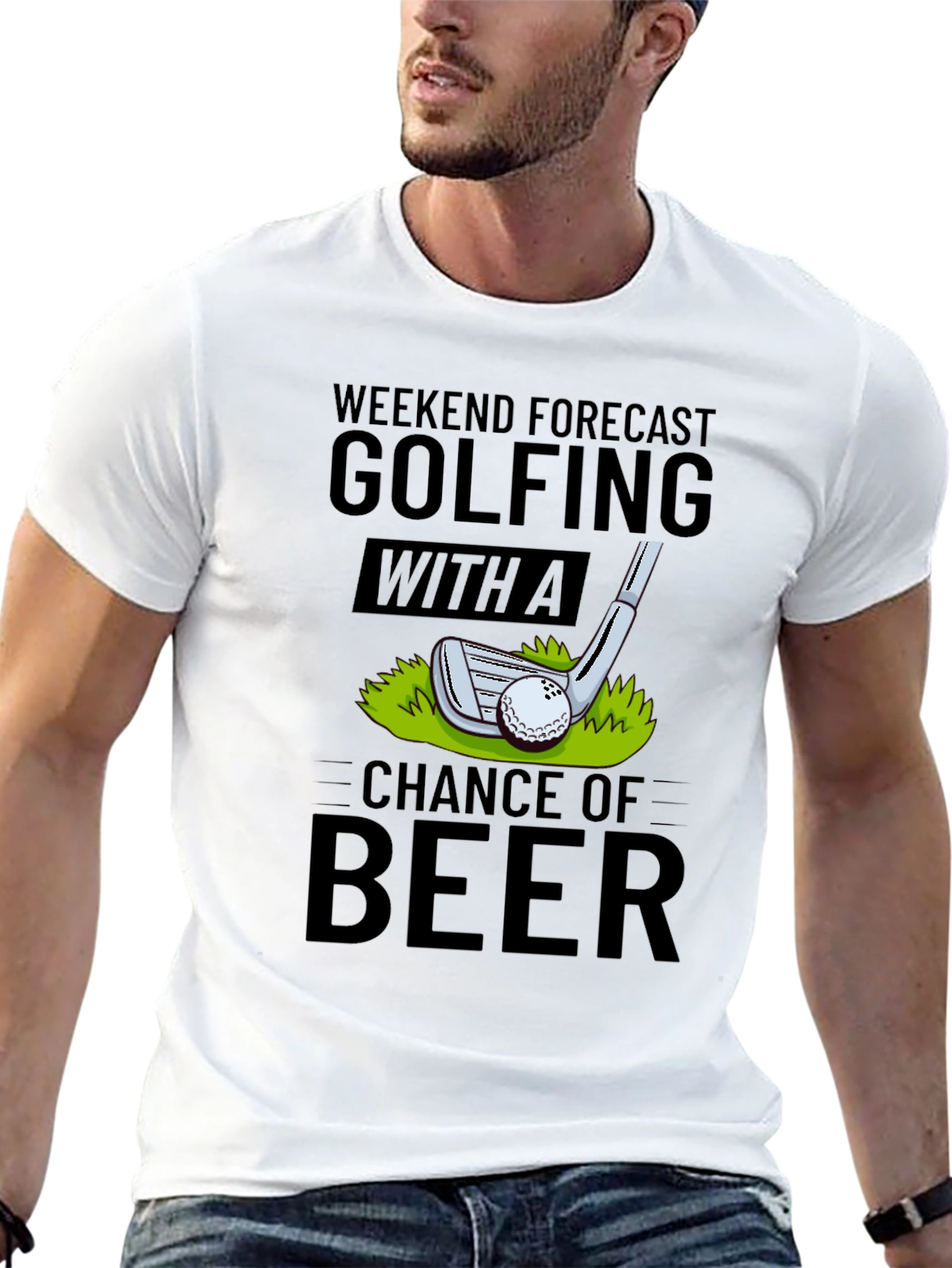 Black Golfing & Beer Forecast T-Shirt view 13