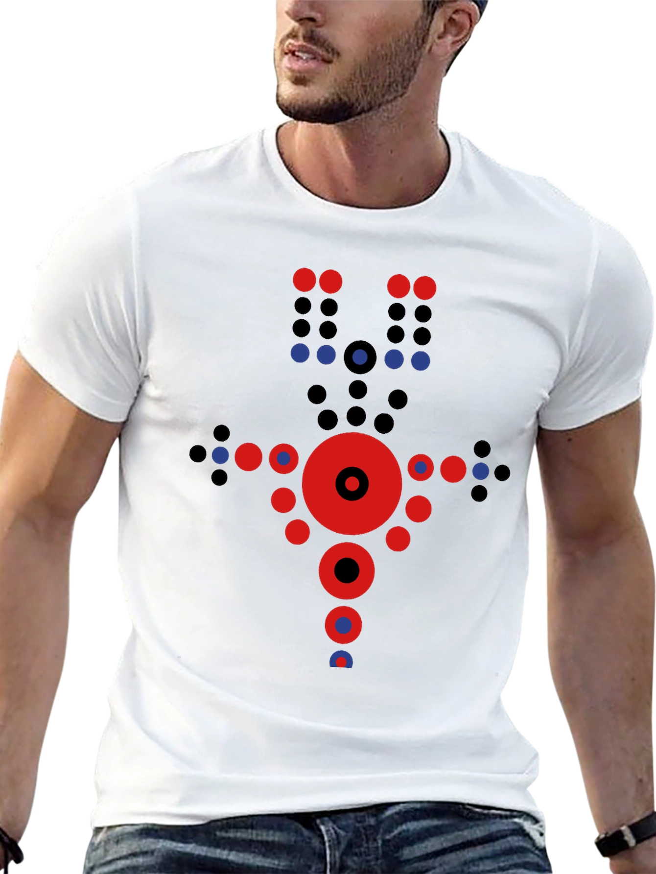 Black Abstract Geometric Graphic Print Tee - Black view 13