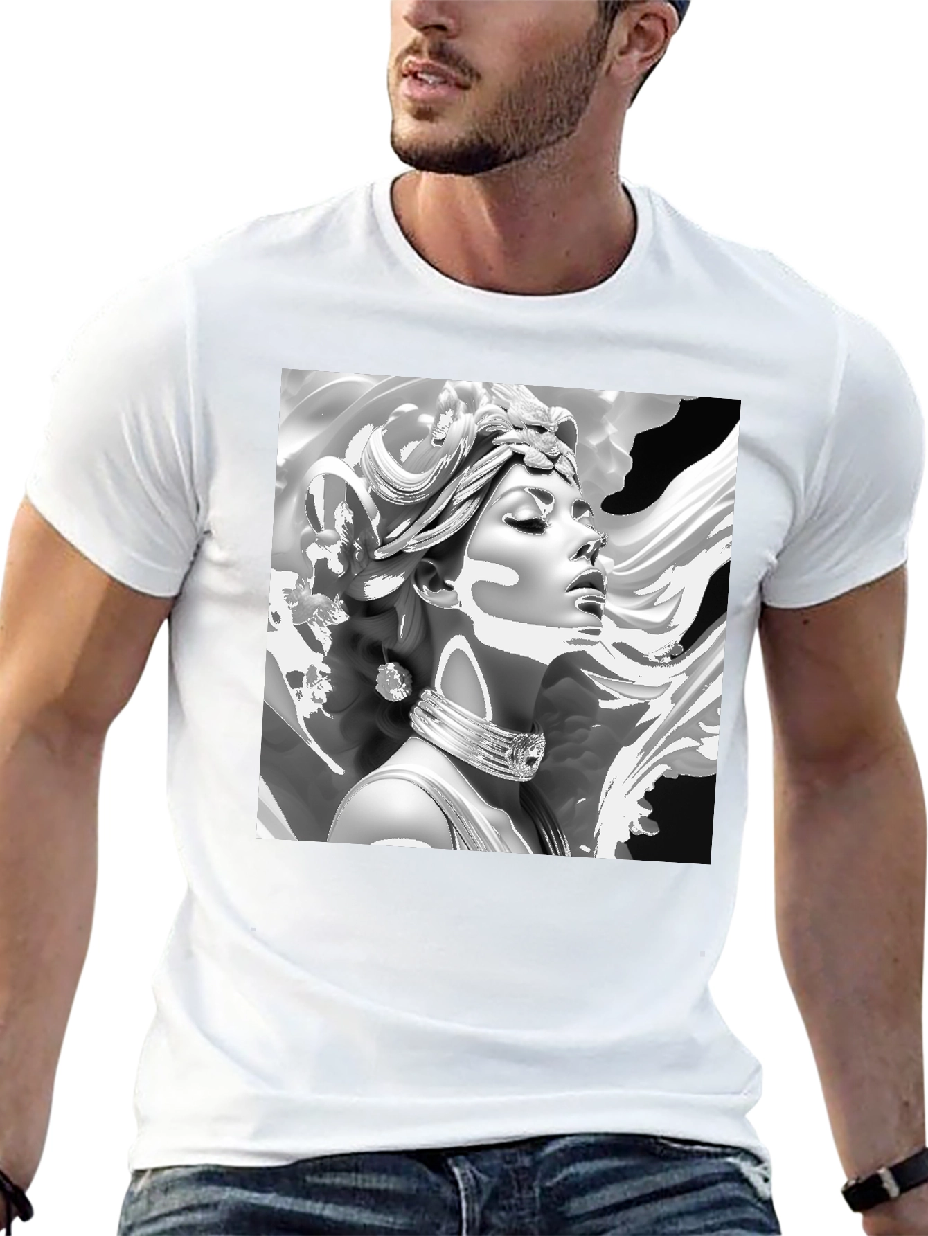 Black Elegant Medusa Graphic Tee - Classic Black view 13