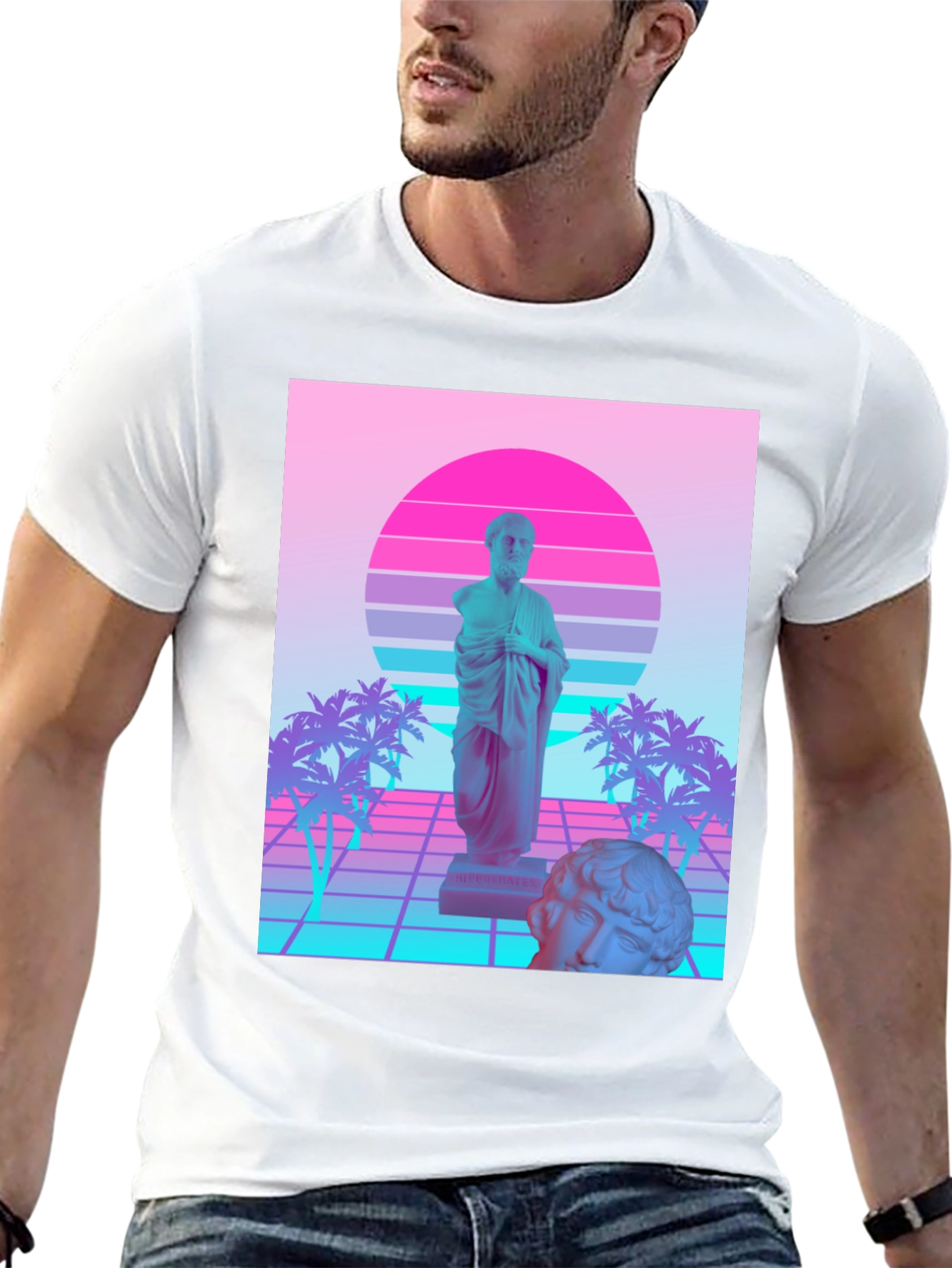 Black Vaporwave Statue T-Shirt - Retro Aesthetic Tee view 13