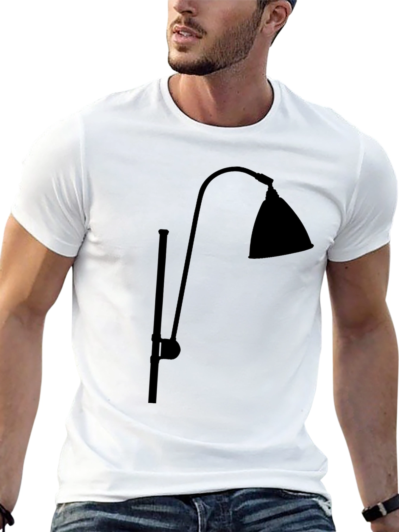 Black Modern Lamp Graphic Tee - Stylish Black T-Shirt view 13