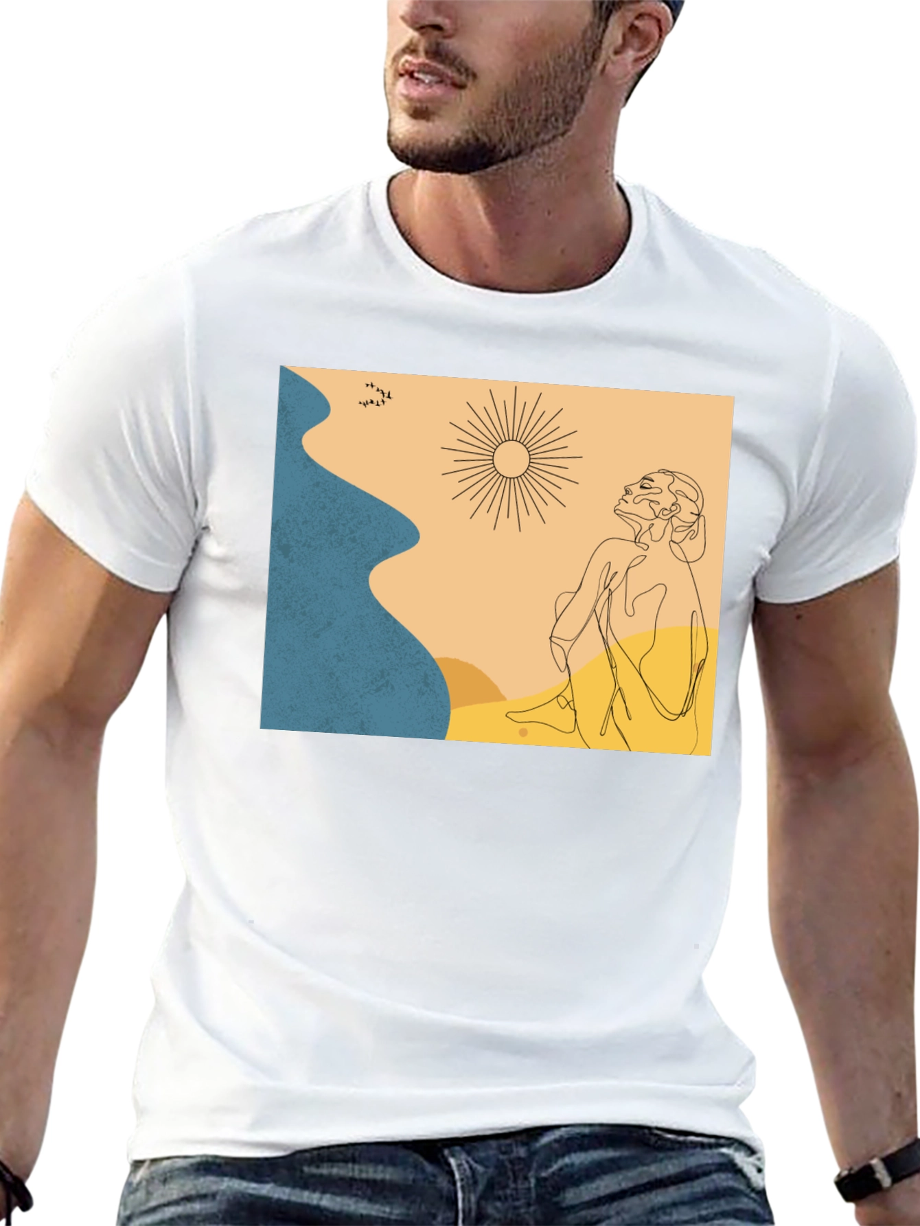 Black Abstract Graphic Print Crew Neck T-Shirt view 13