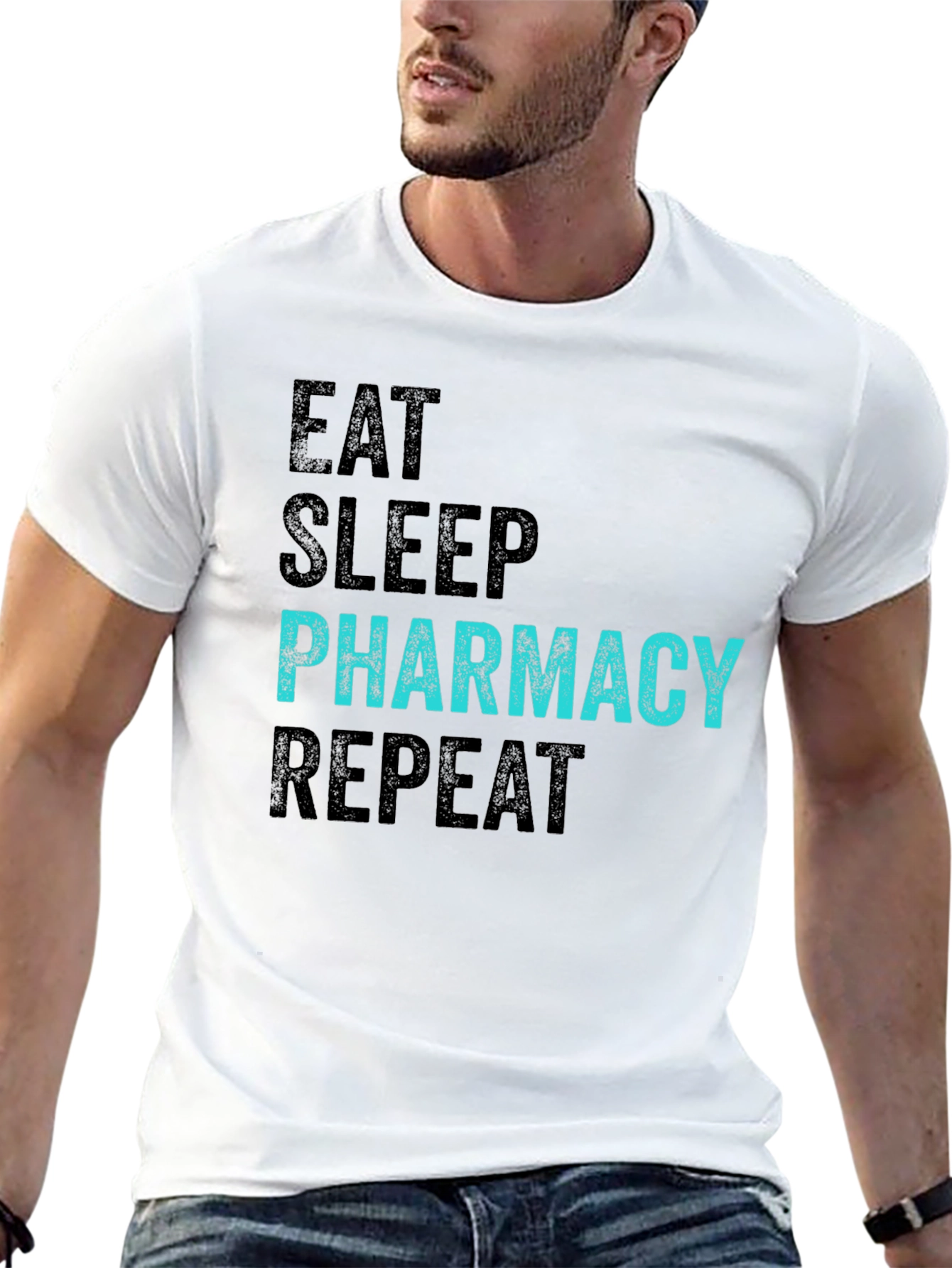 Black Eat Sleep Pharmacy Repeat Black T-Shirt view 13