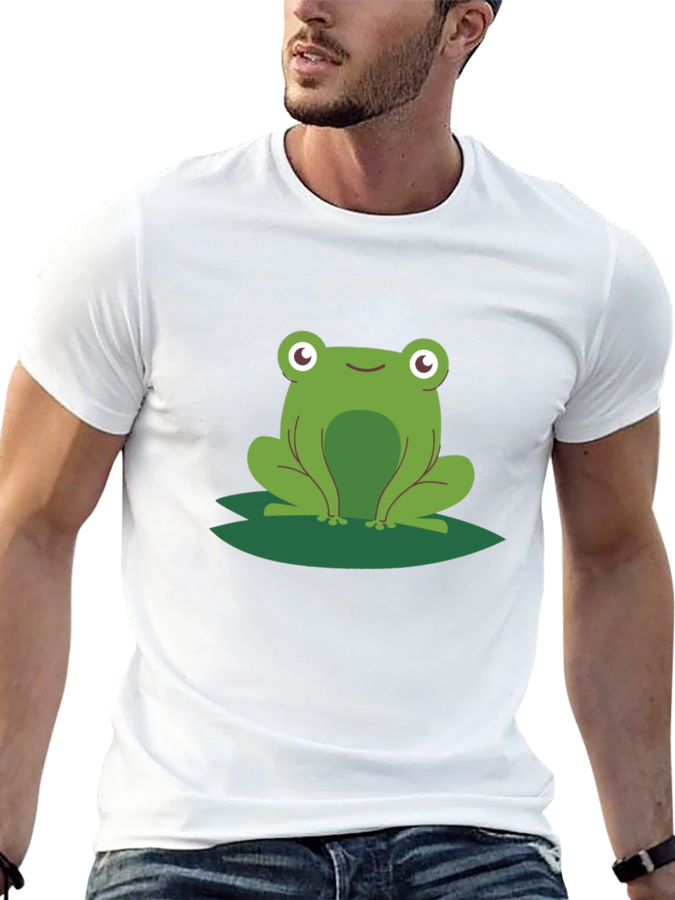 Black Frog on Lily Pad Graphic Tee - Black Cotton view 13