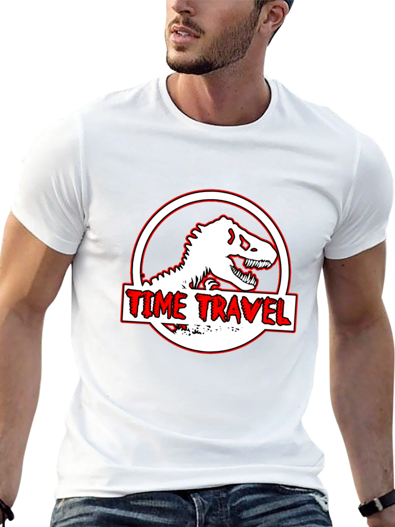 Black Time Travel Dinosaur Graphic Tee view 13