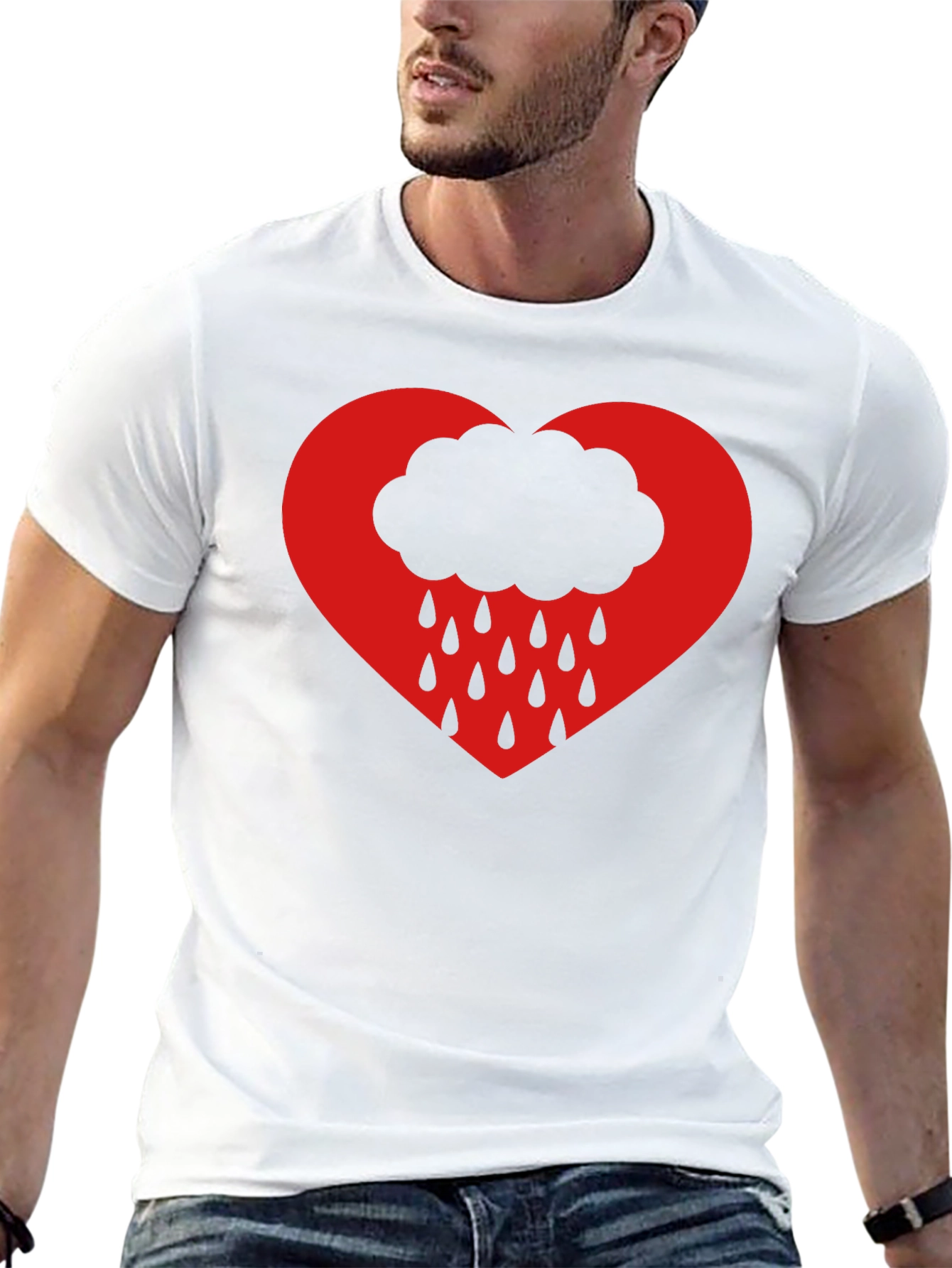 Black Heart Cloud Rain T-Shirt - Black view 13