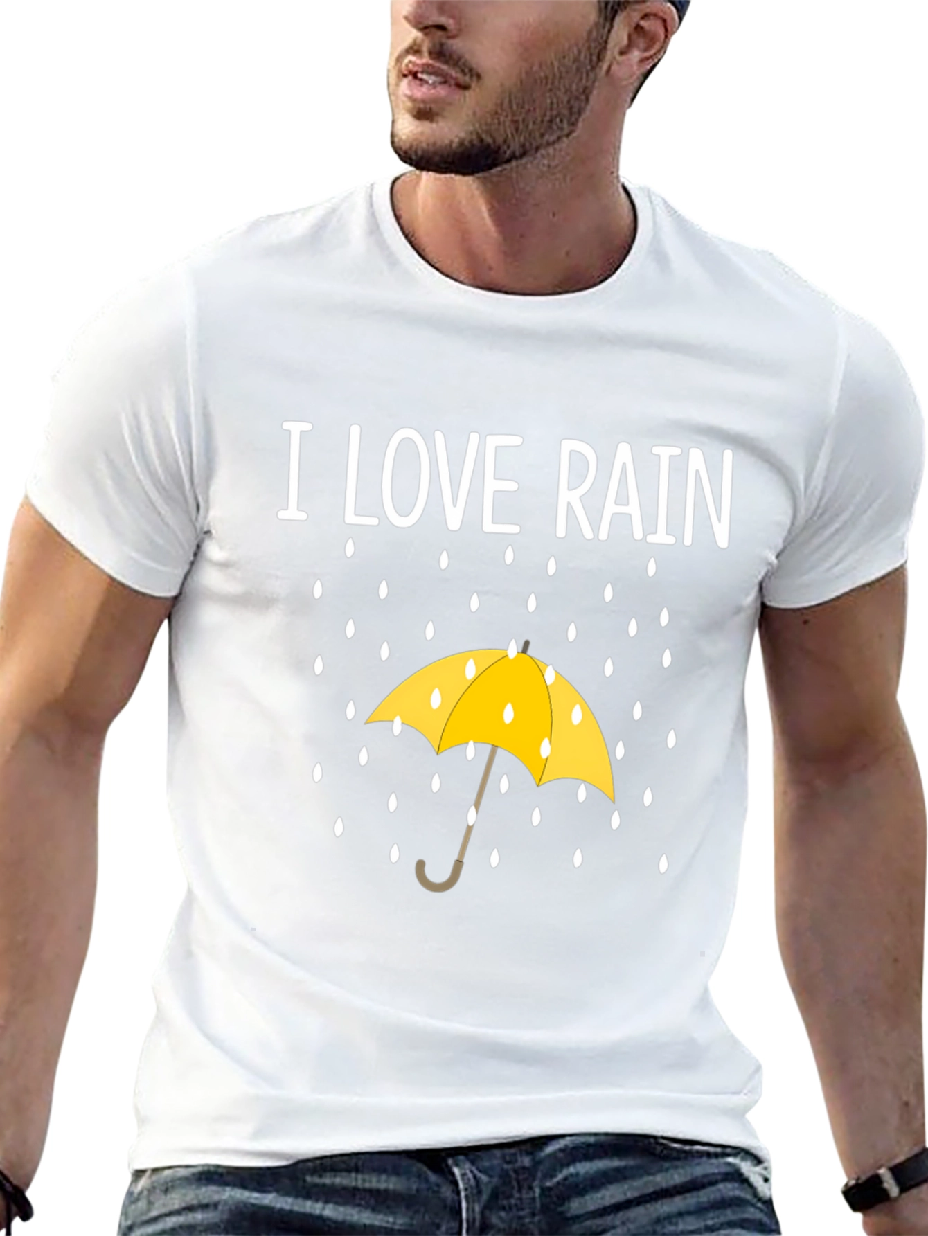 Black I Love Rain T-Shirt - Weather Umbrella Graphic Tee view 13