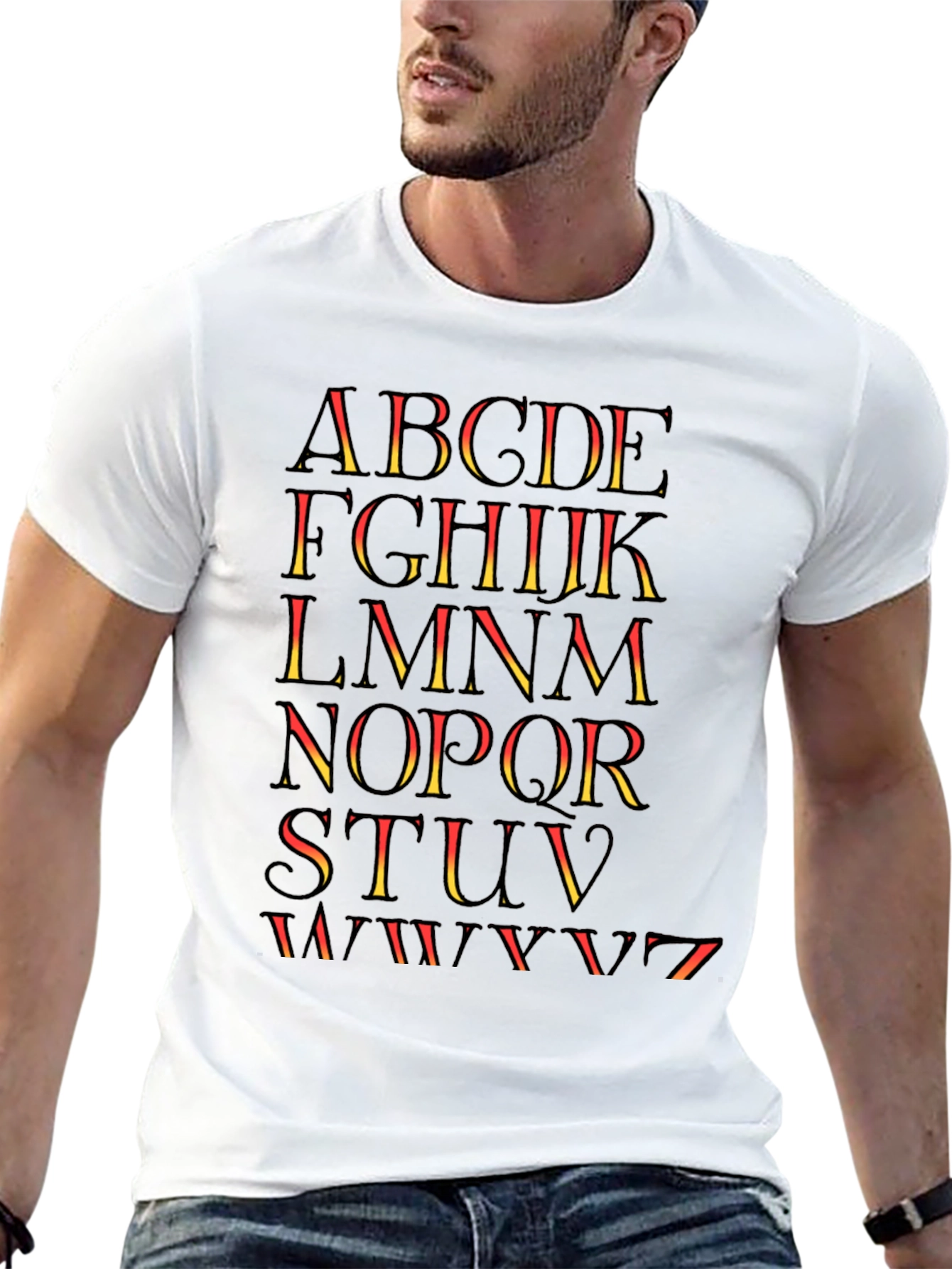 Black Alphabet Graphic Print Tee - Stylish Casual Shirt view 13