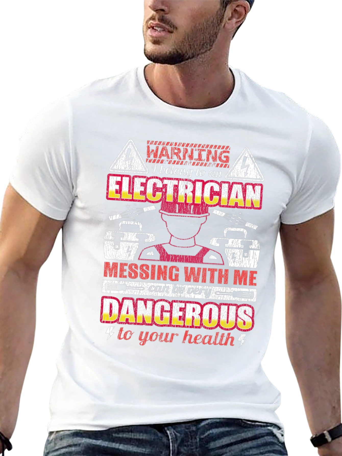 Black Electrician Warning Graphic Tee view 13