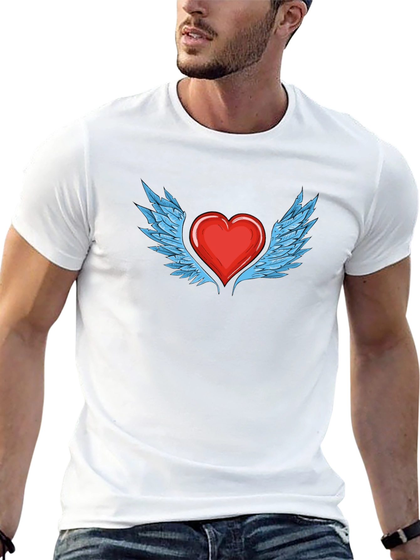 Black Heart with Wings Graphic T-Shirt - Stylish Black Tee view 13