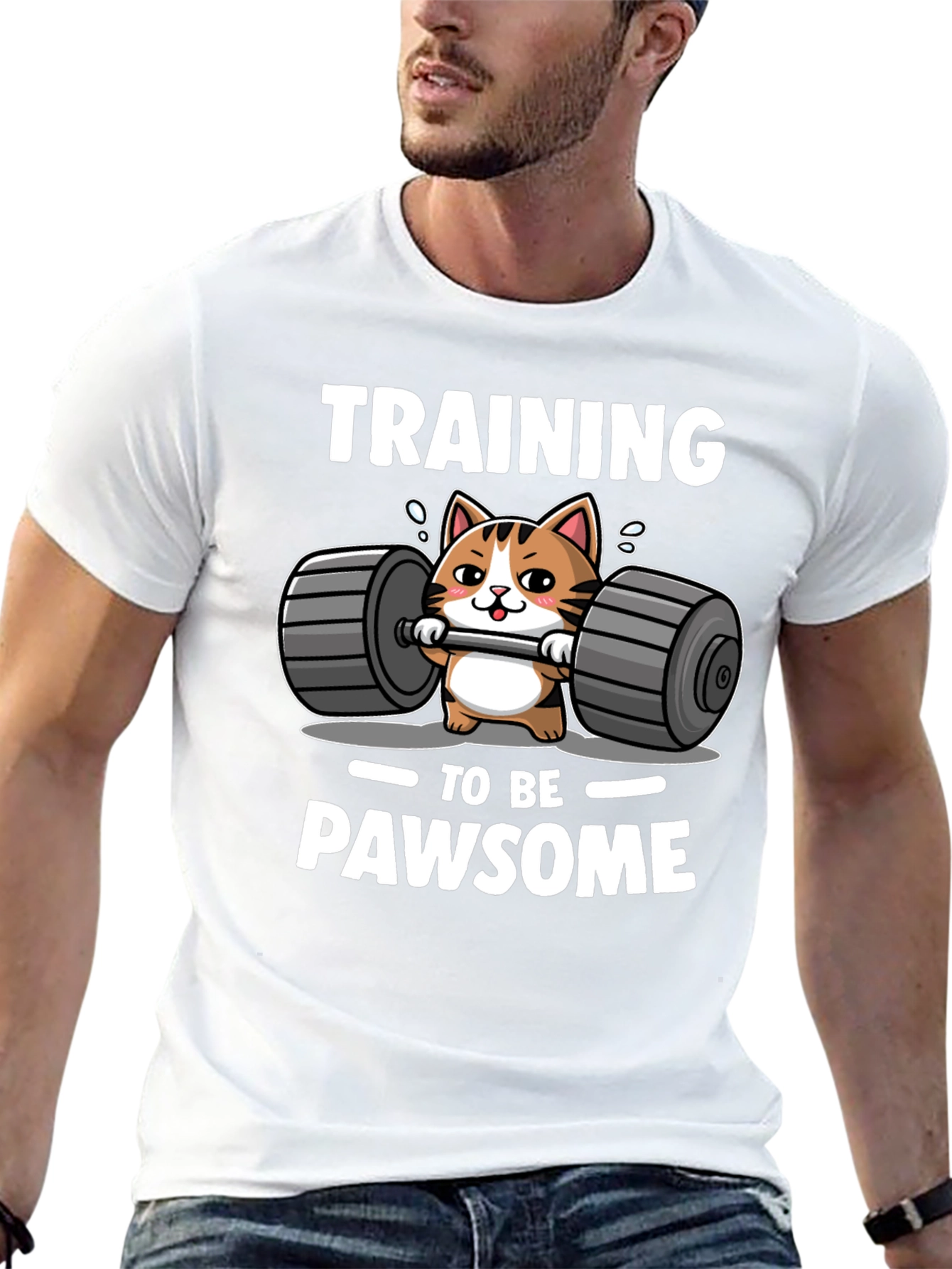 Black Training to be PAWSOME Cat Workout T-Shirt view 13