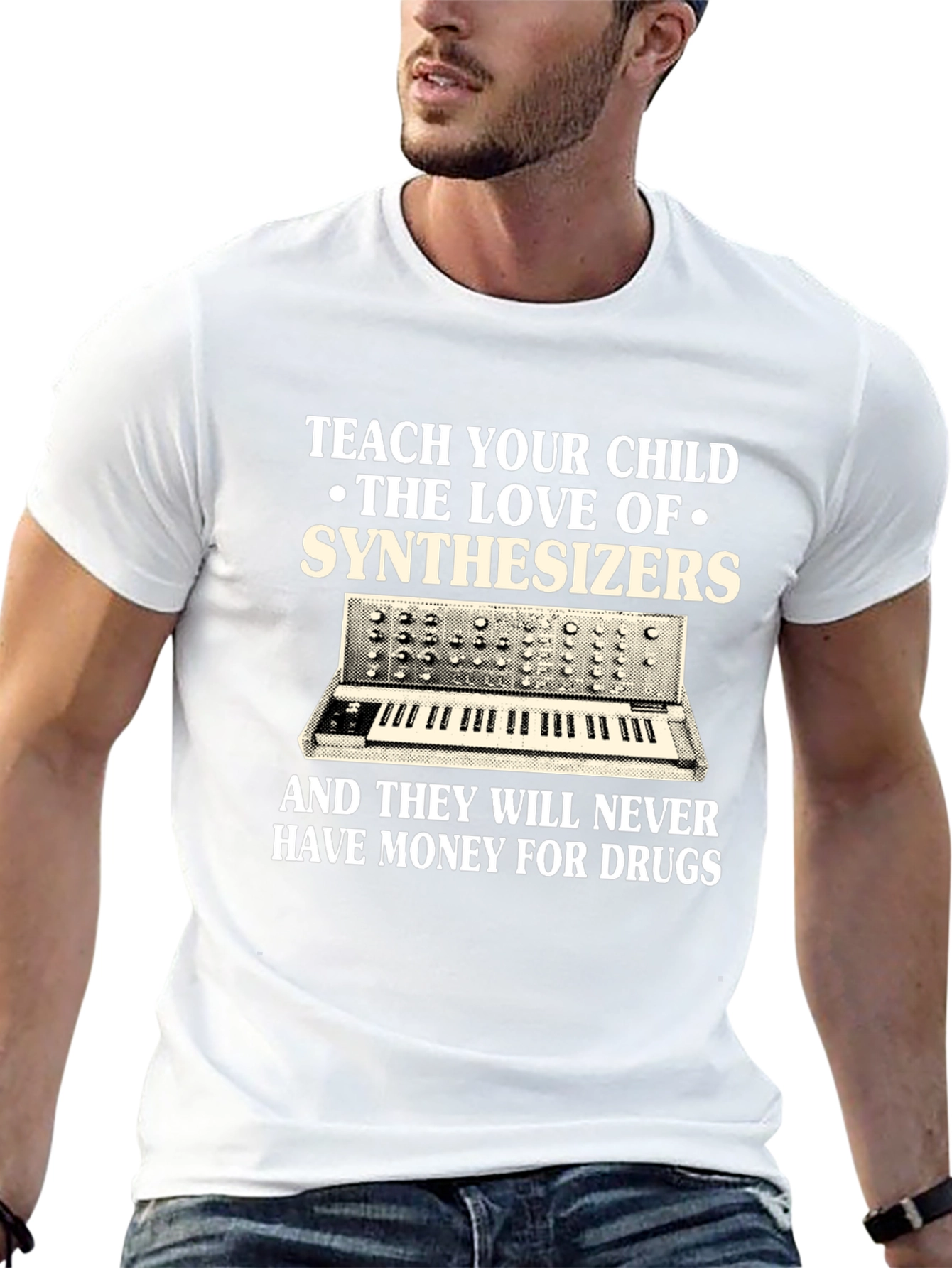 Black Teach Your Child Synthesizers Graphic T-Shirt view 13