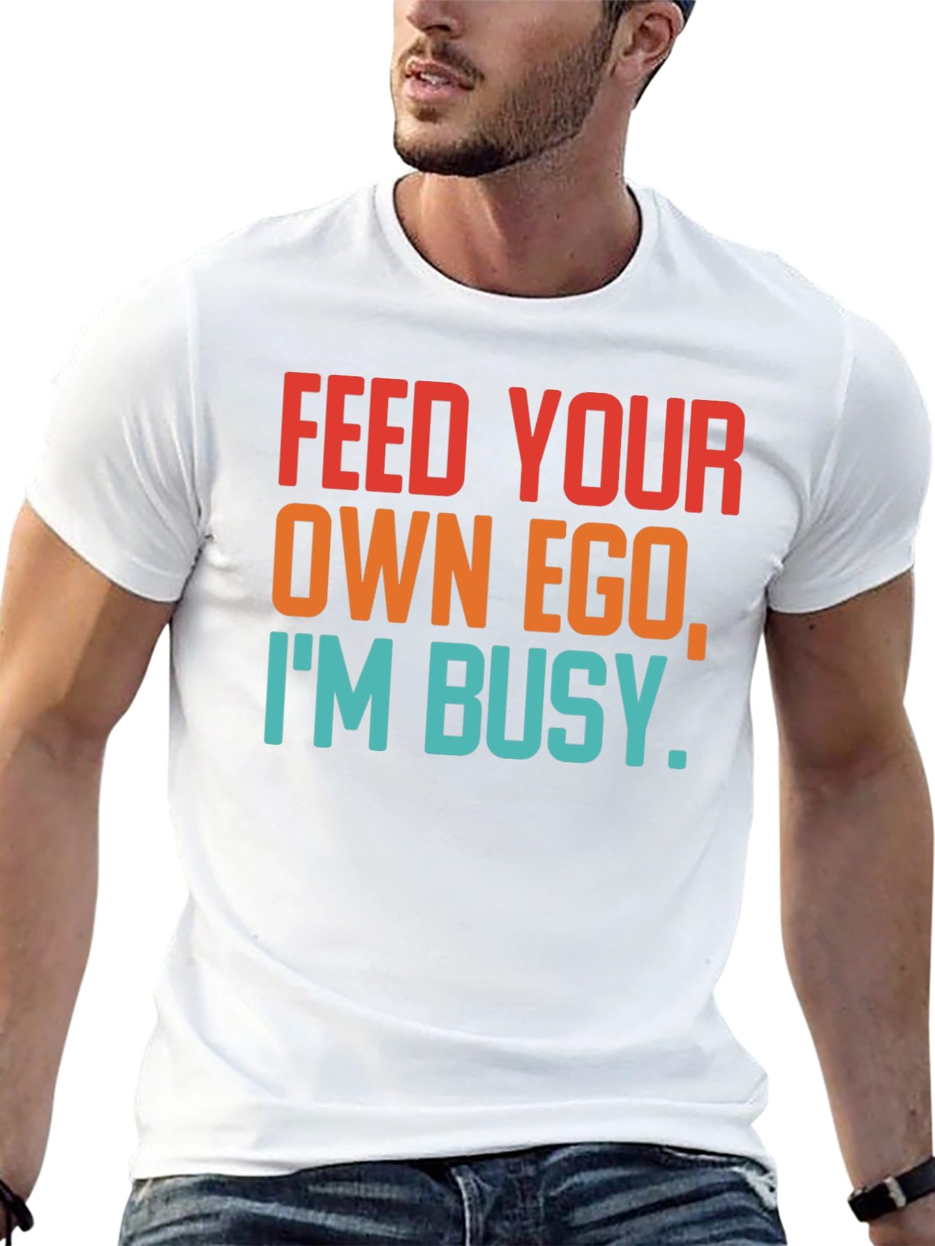 Black Feed Your Own Ego T-Shirt - Funny Graphic Tee view 13