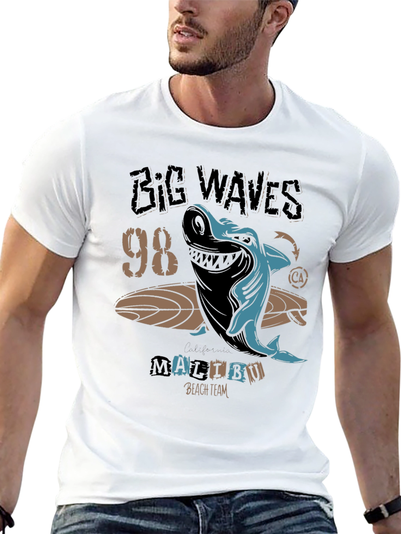 Big Waves 98' Malibu Shark Graphic Tee - 13