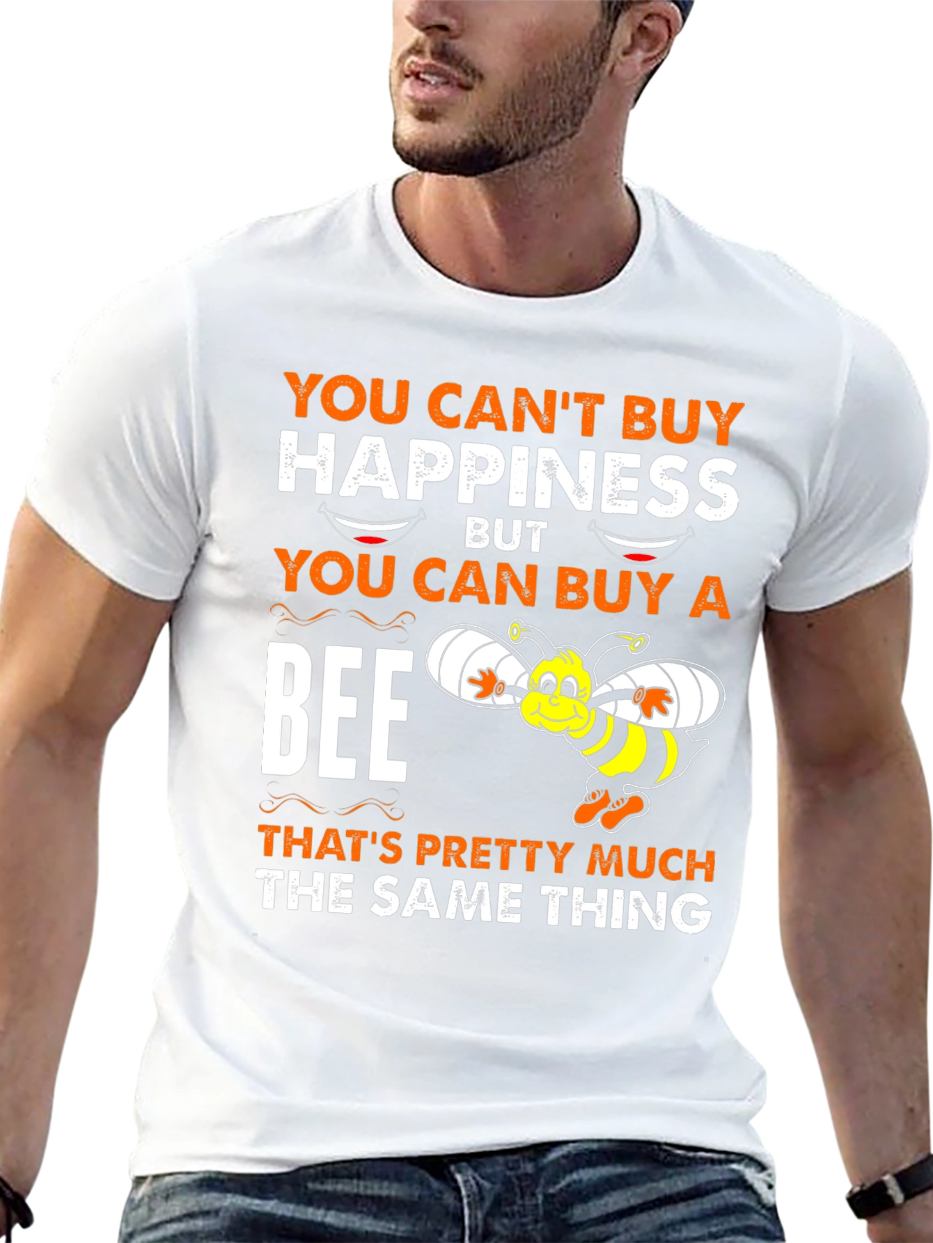 Black Bee Happiness T-Shirt: Funny Graphic Tee view 13