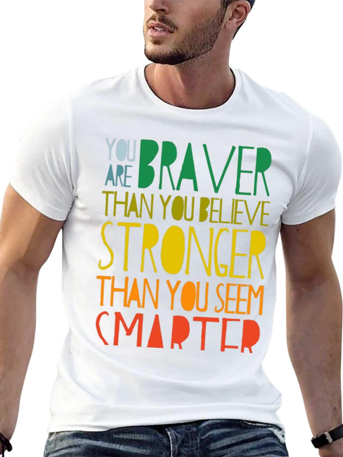 Black Inspirational Braver Stronger Smarter Graphic T-Shirt view 13