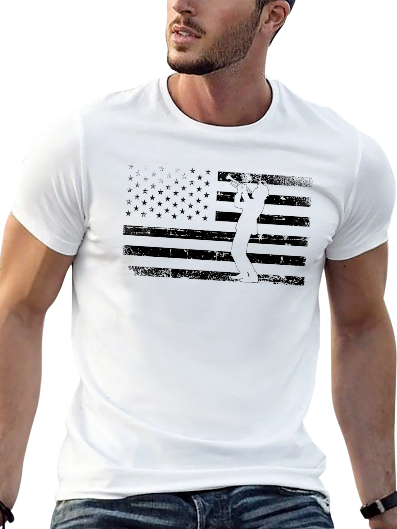 Black American Flag Golfer Graphic Tee - Black view 13